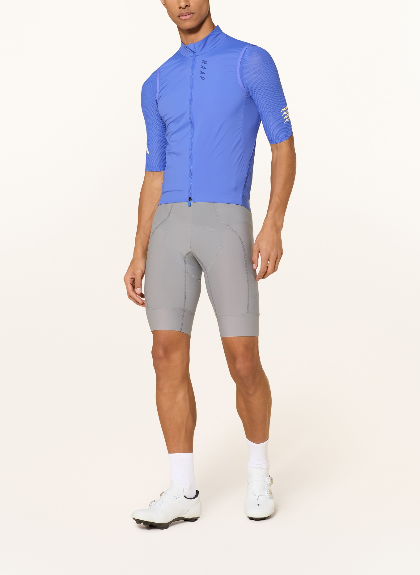 MAAP TEAM BIB EVO Cycling Shorts with Straps and Padded Seat Panel: GRAY / WHITE