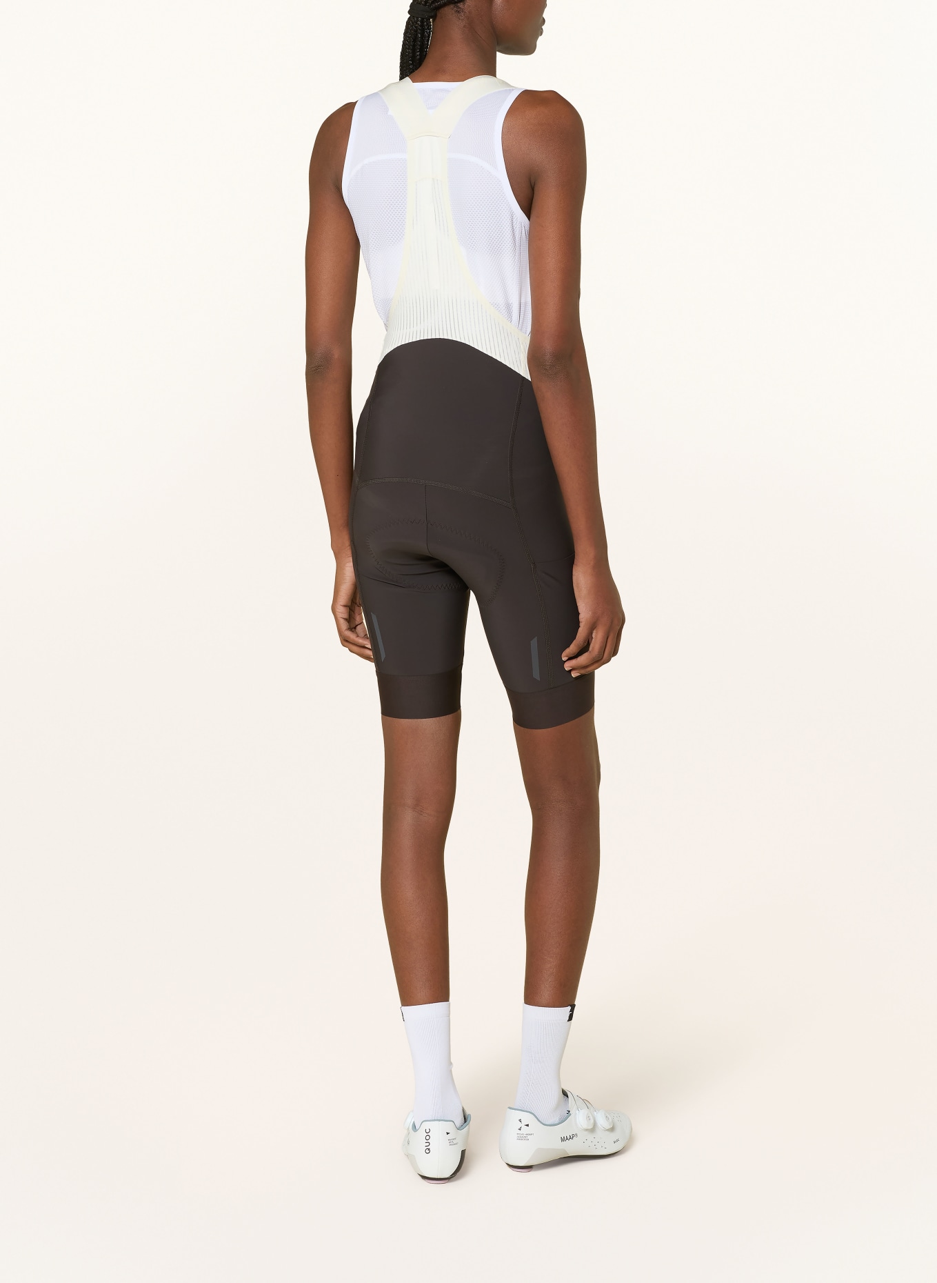 MAAP TEAM BIB EVO CARGO Cycling Shorts with Straps and Padded Seat Panel: DARK BROWN / WHITE