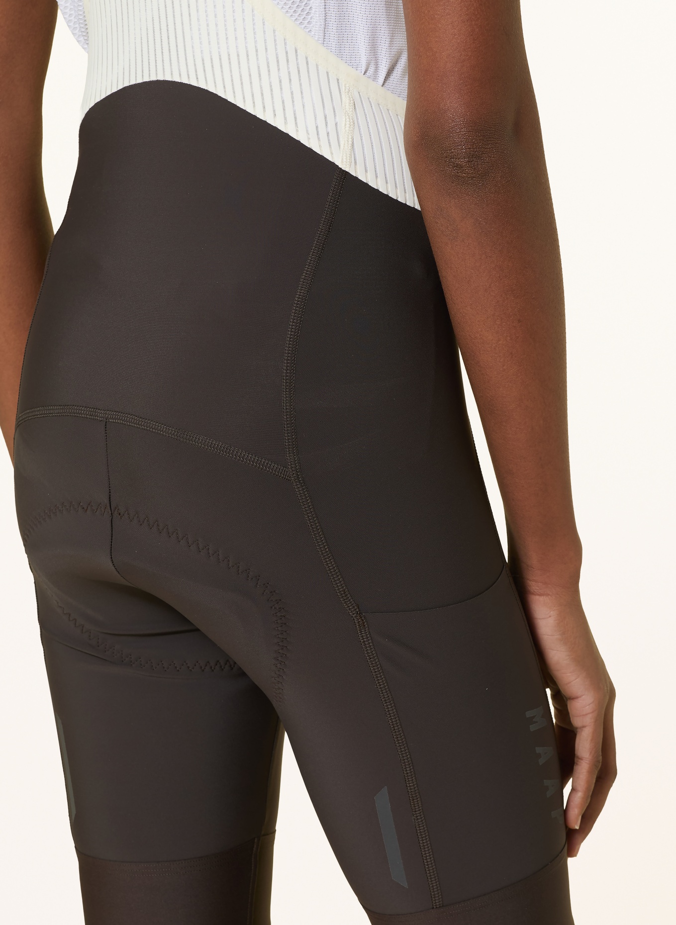 MAAP TEAM BIB EVO CARGO Cycling Shorts with Straps and Padded Seat Panel: DARK BROWN / WHITE