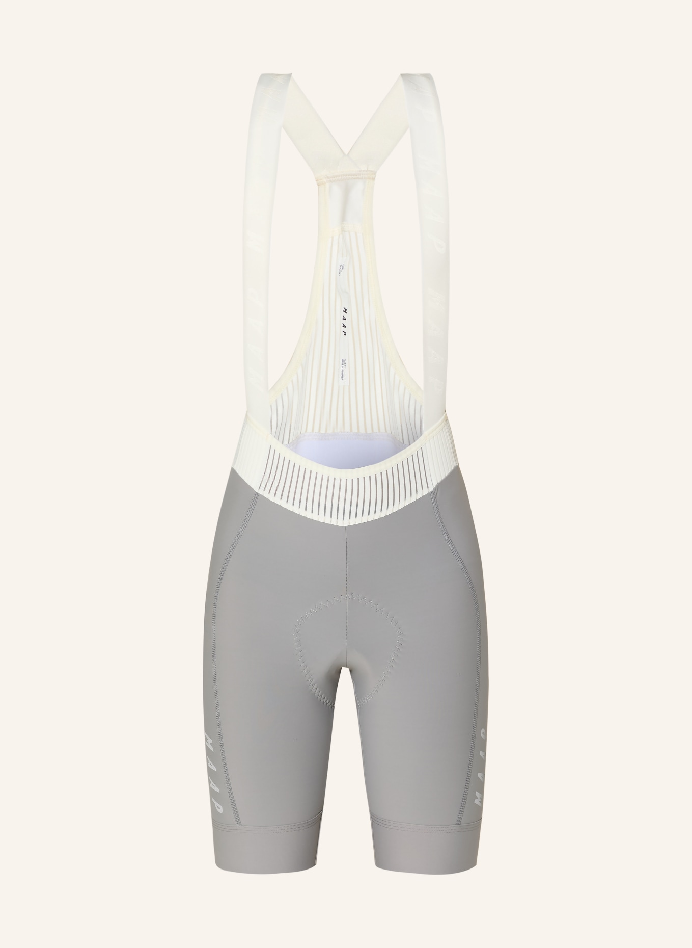 MAAP Radhose TEAM BIB EVO mit Trägern und gepolstertem Einsatz: GRAU / WEISS