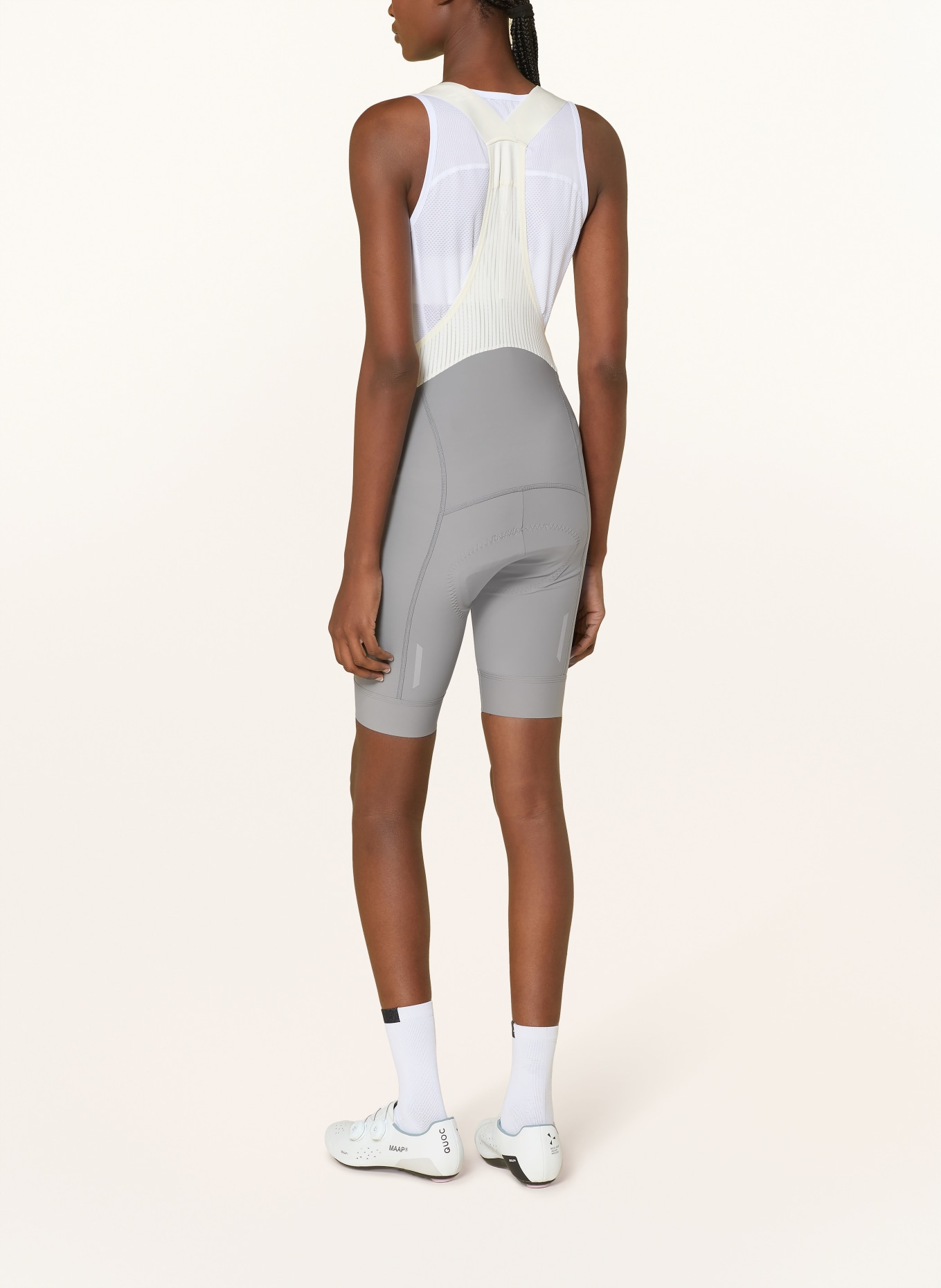 MAAP Radhose TEAM BIB EVO mit Trägern und gepolstertem Einsatz: GRAU / WEISS