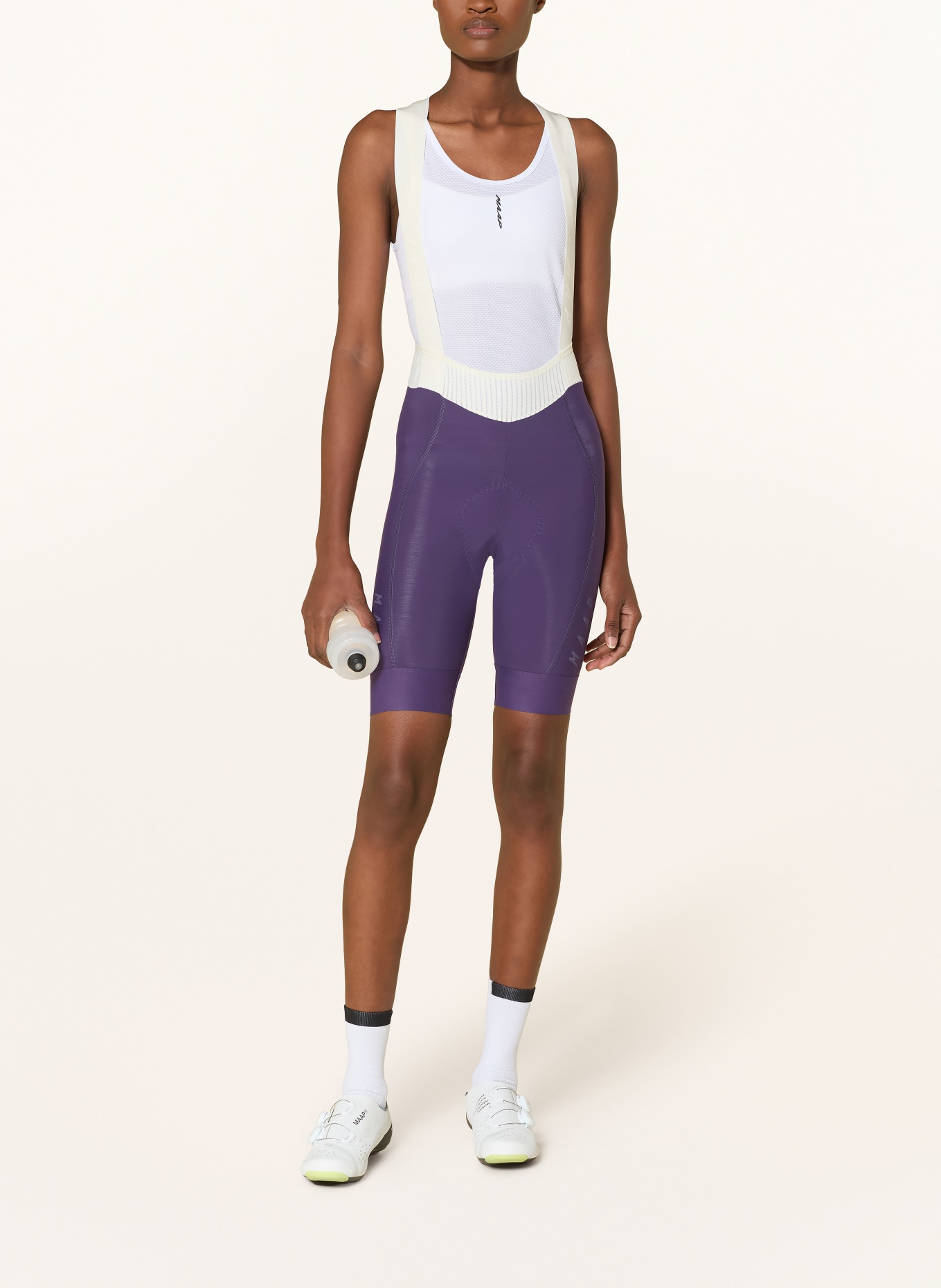 MAAP Fietsbroek TEAM BIB EVO met bretels en gepolsterd inzetstuk: PAARS / WIT