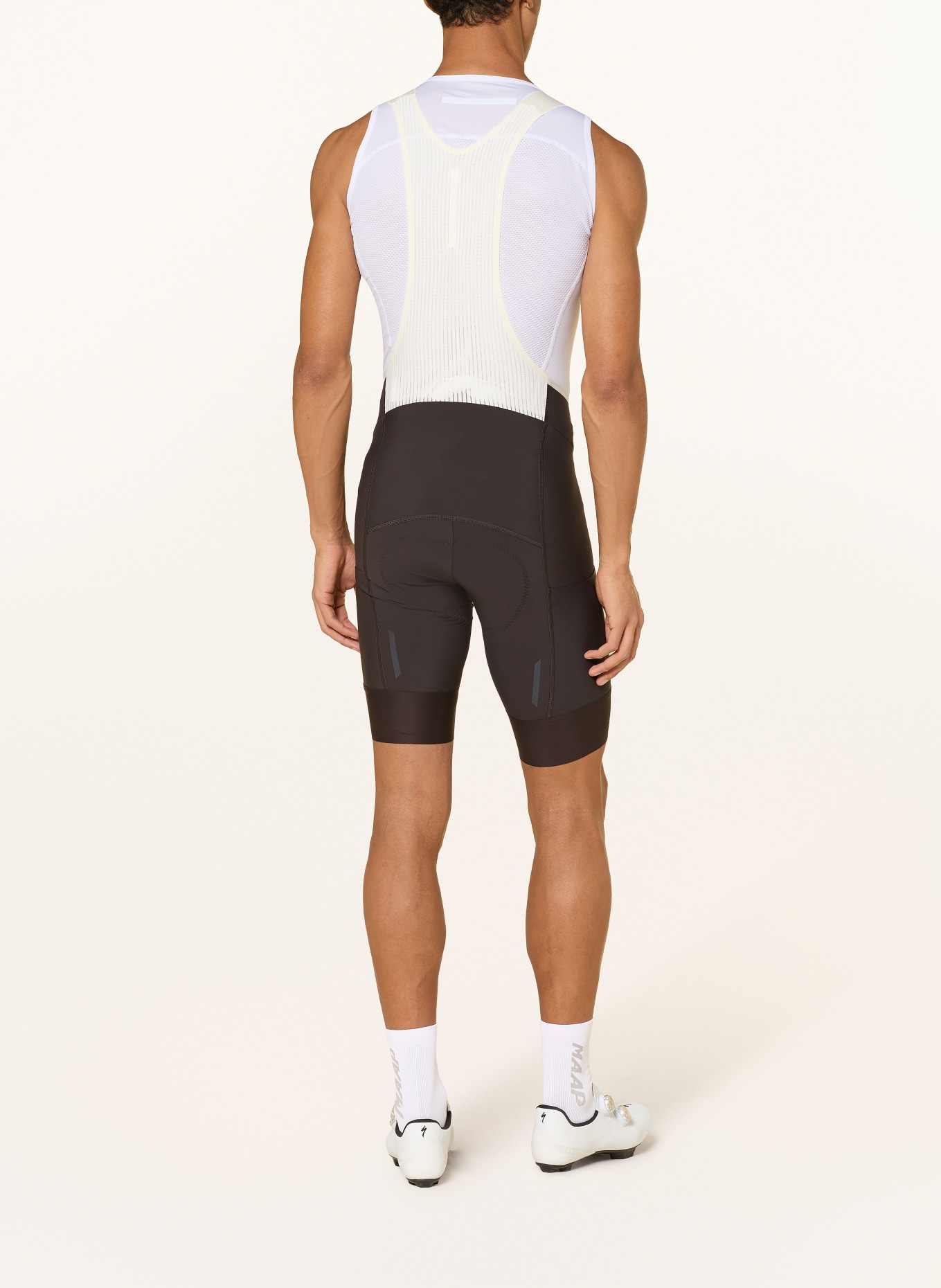 MAAP TEAM BIB EVO CARGO Cycling Shorts with Straps and Padded Seat Panel: DARK BROWN / WHITE / BLACK