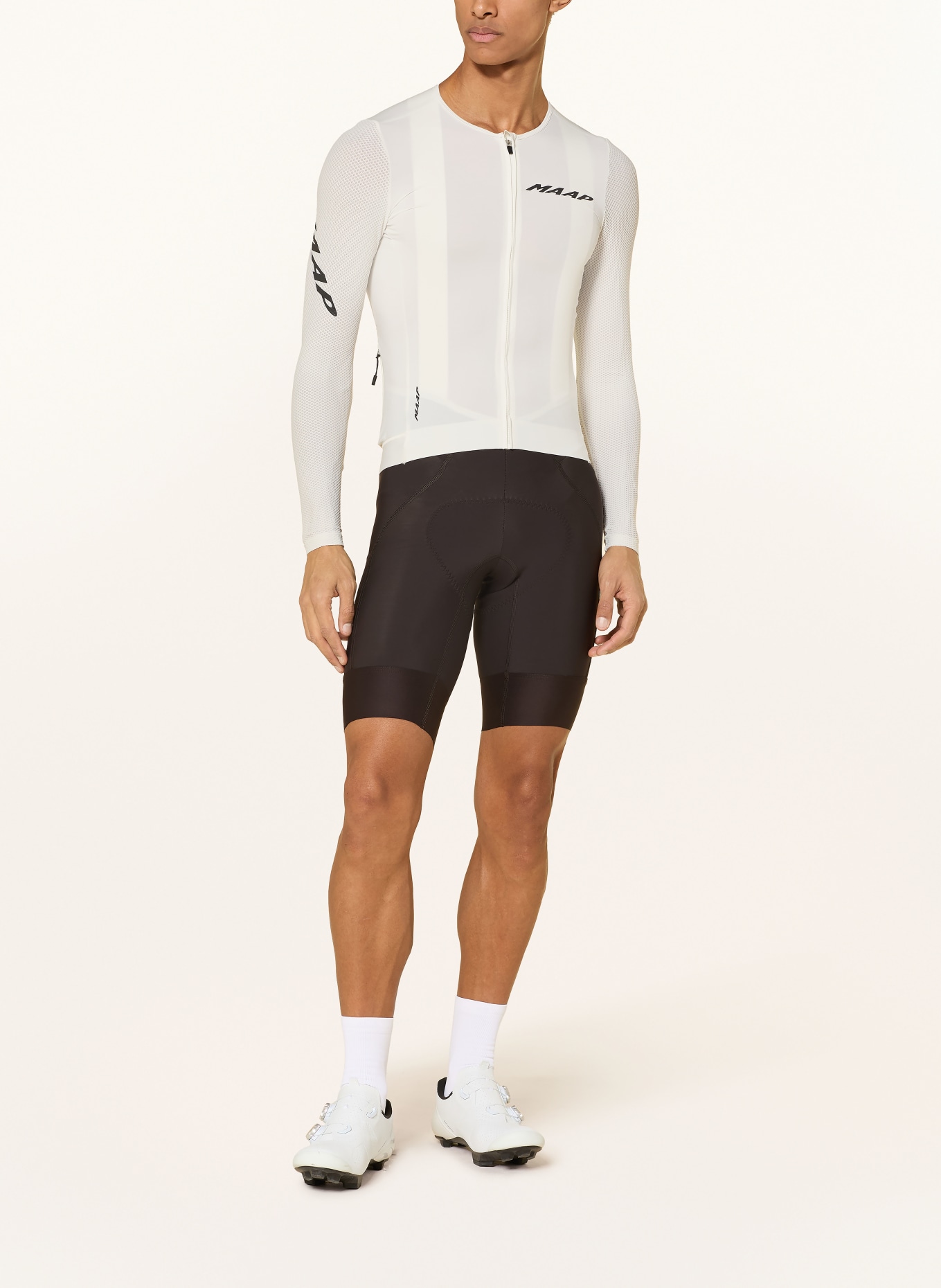 MAAP TEAM BIB EVO CARGO Cycling Shorts with Straps and Padded Seat Panel: DARK BROWN / WHITE / BLACK