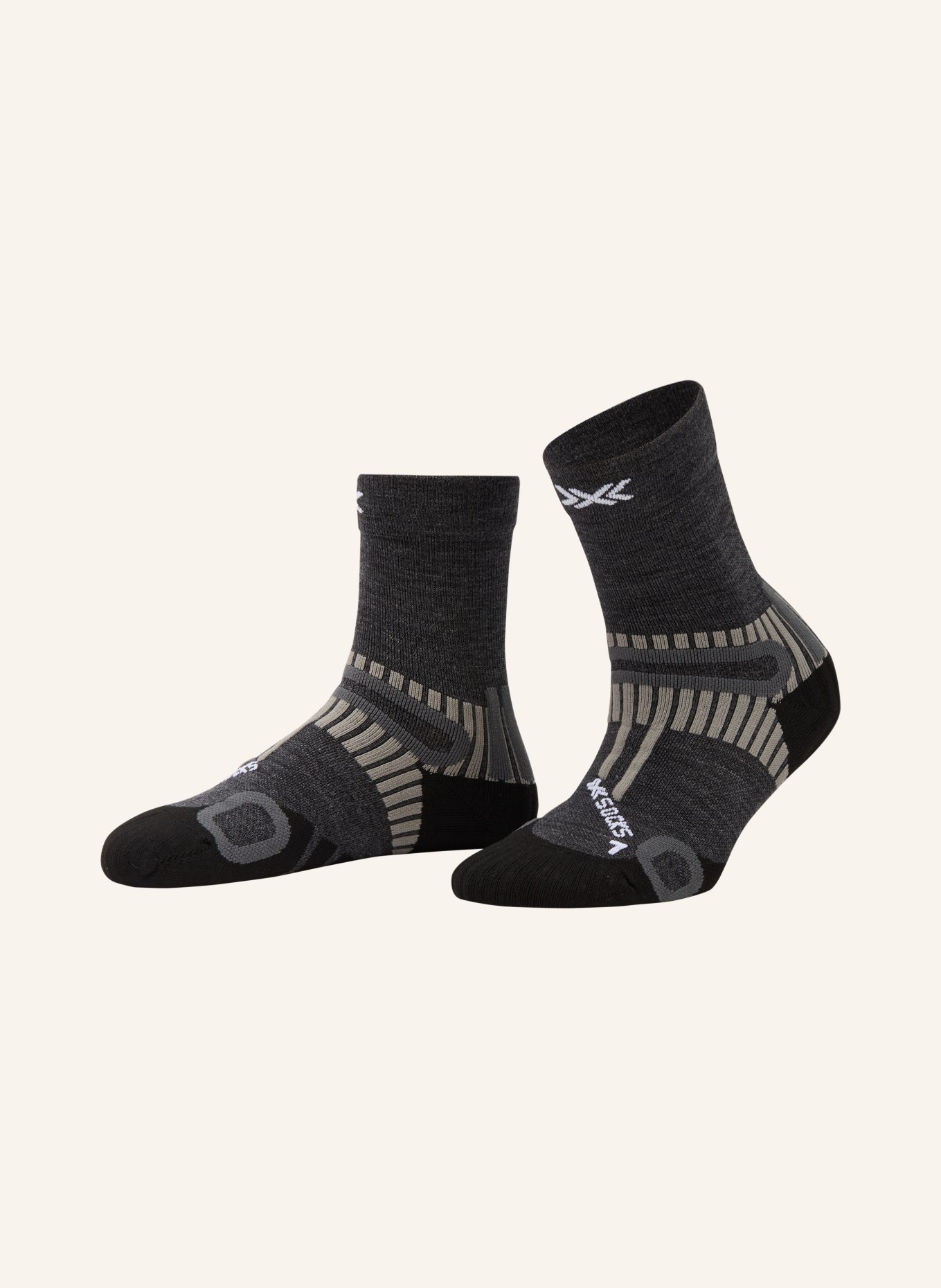 X-SOCKS Trekkingsokken HIKE PERFORM MERINO CREW: GRIJS / WIT / ZWART