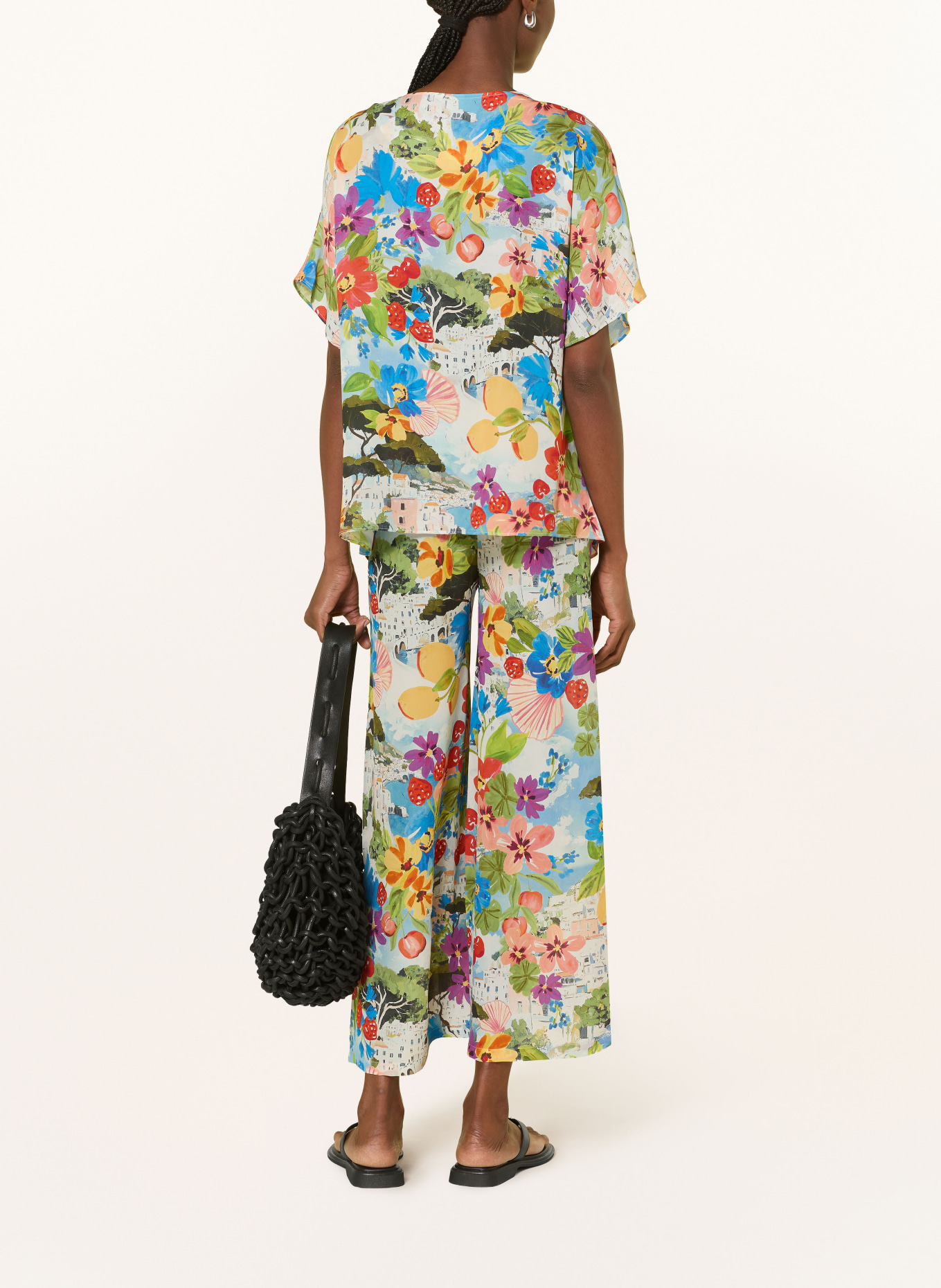 MARYAN MEHLHORN Pantalon Marlene RIVIERA en soie: BLEU CLAIR / ROUGE / VERT CLAIR