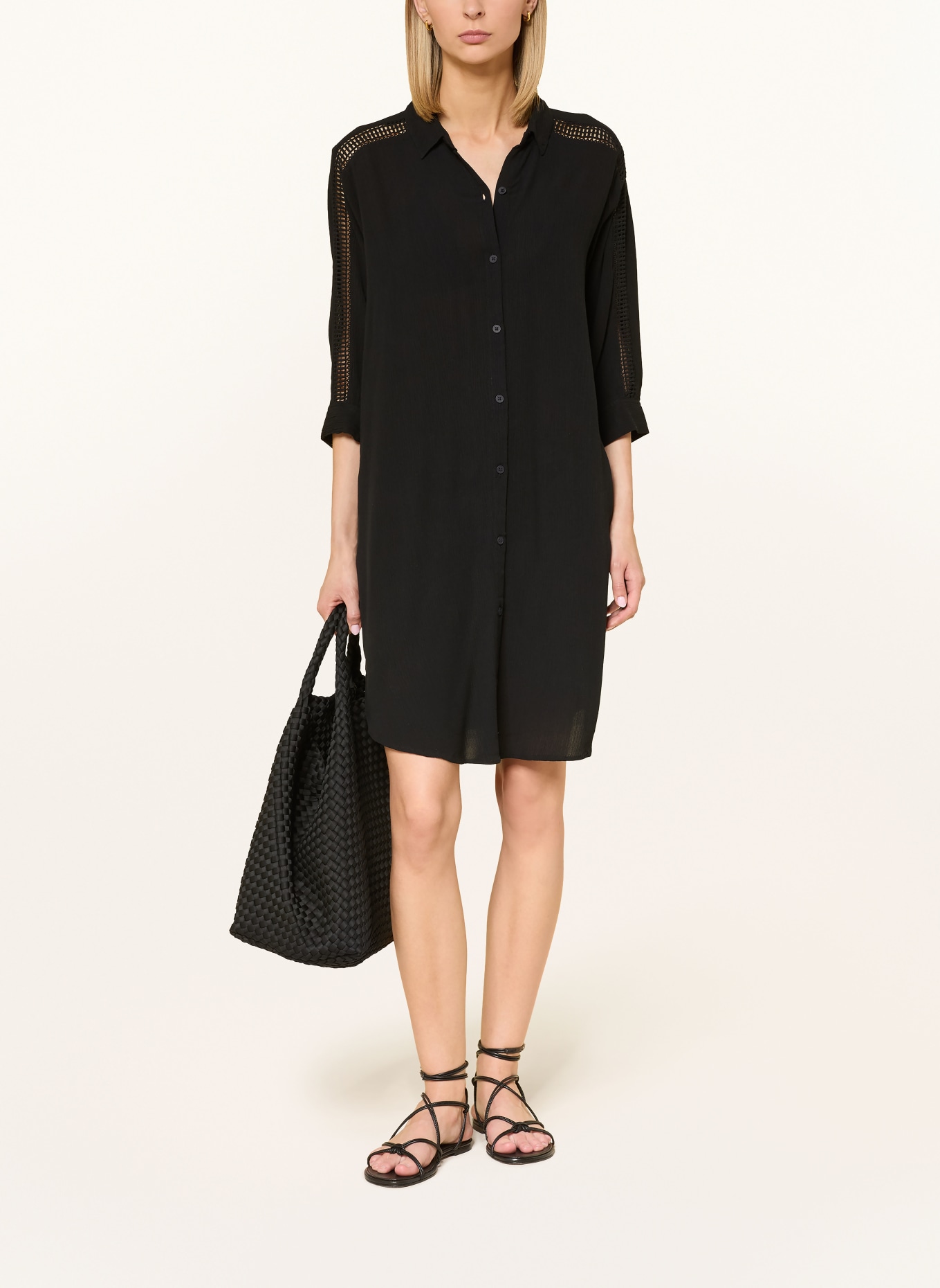 Charmline Strandkleid CAFTAN mit Spitze und 3/4-Arm: SCHWARZ