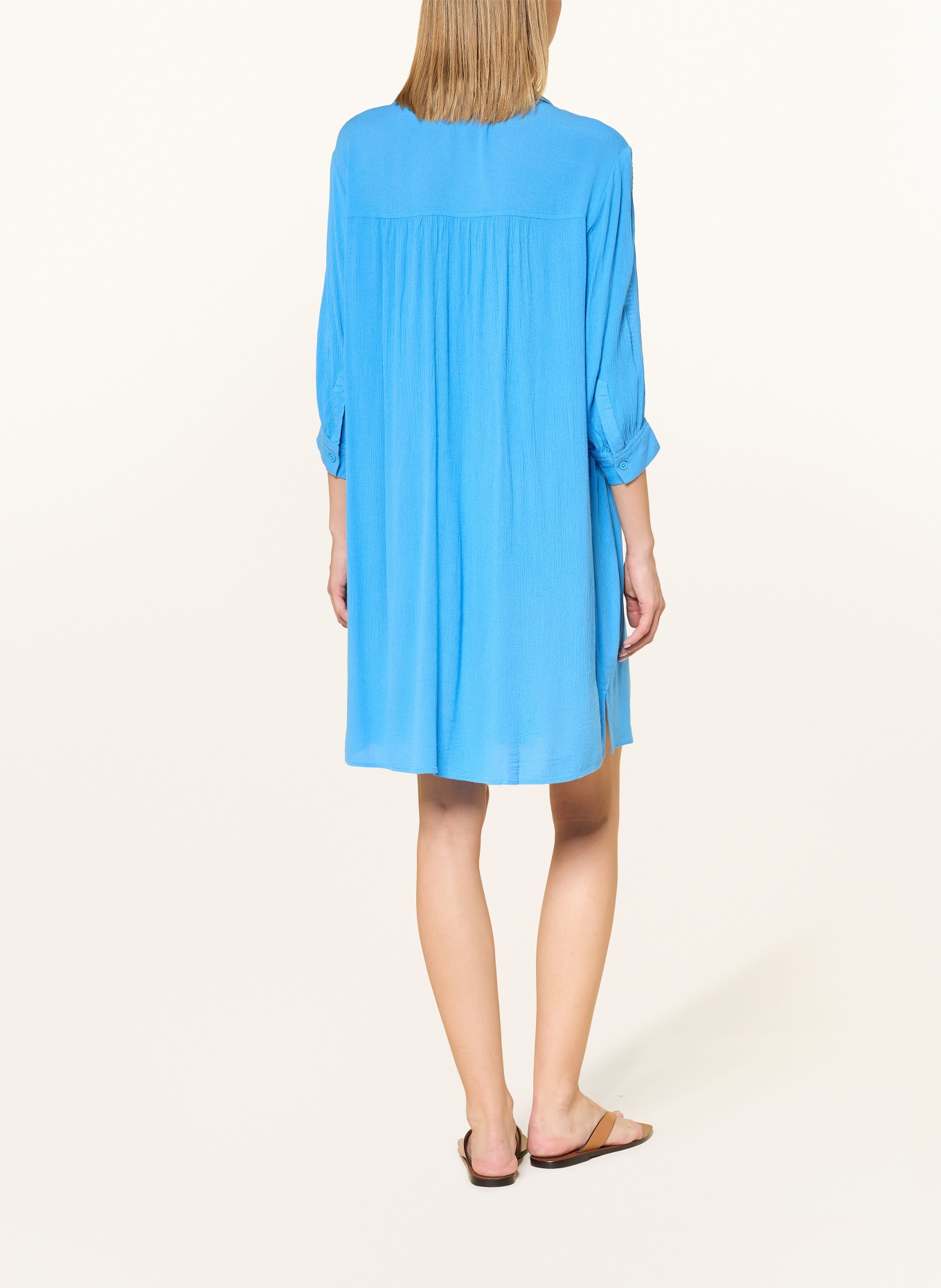Charmline Robe de plage CAFTAN avec dentelle et manches 3/4: BLEU CLAIR