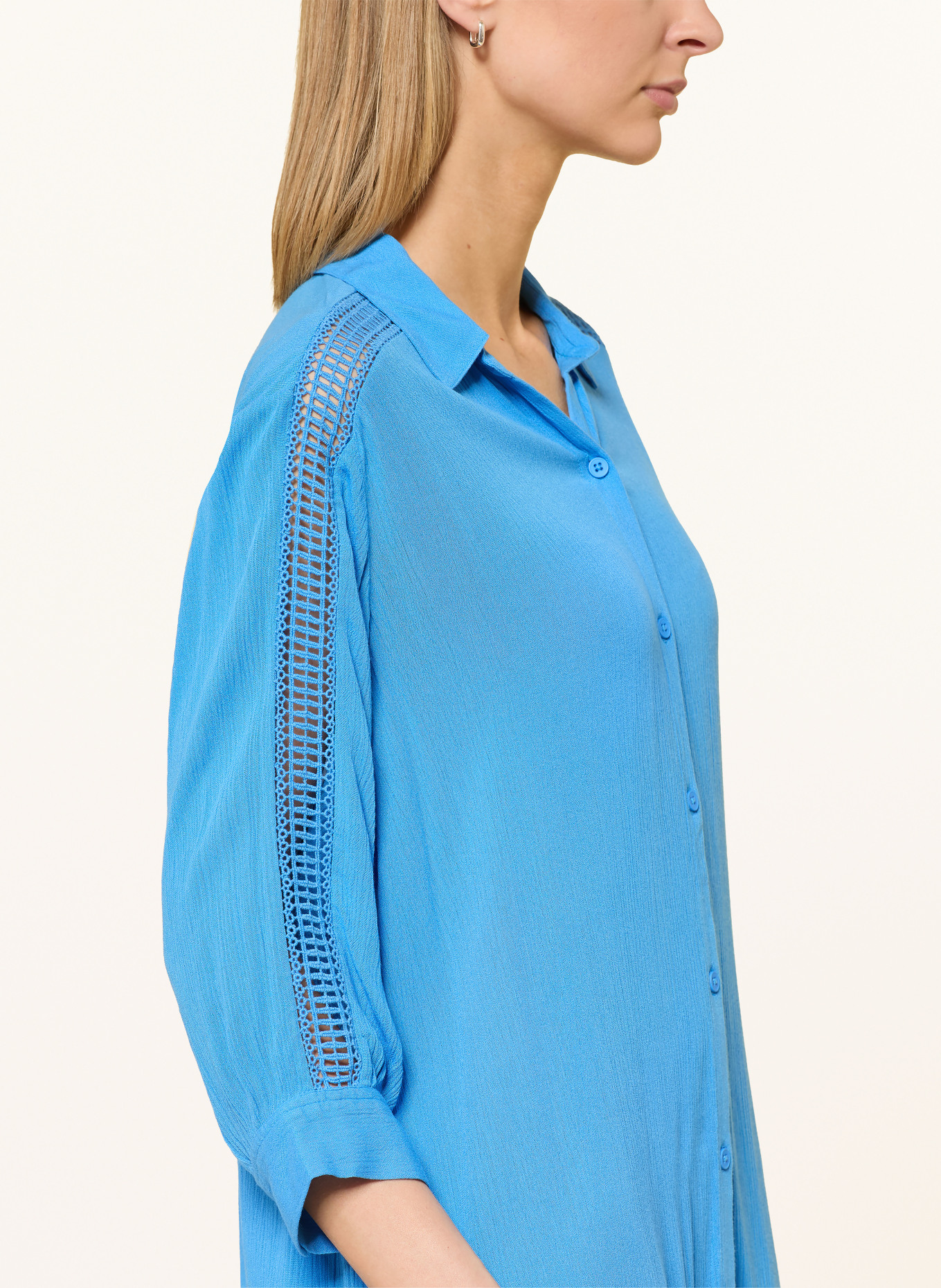 Charmline Robe de plage CAFTAN avec dentelle et manches 3/4: BLEU CLAIR