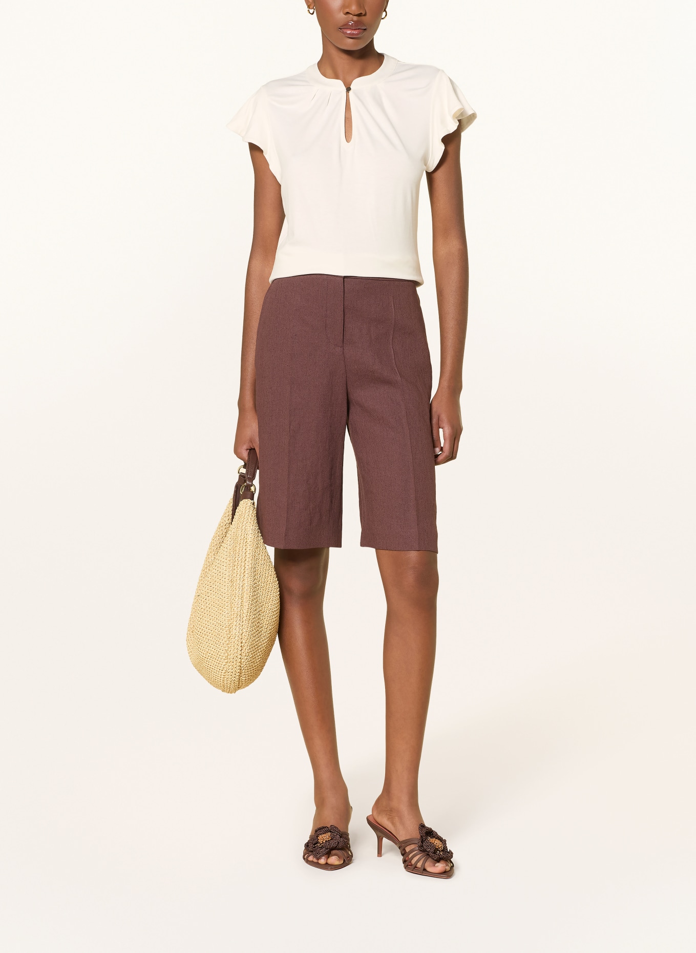 HOBBS Fialová košilová blůza z džerzeje s volánky: REŽNÁ