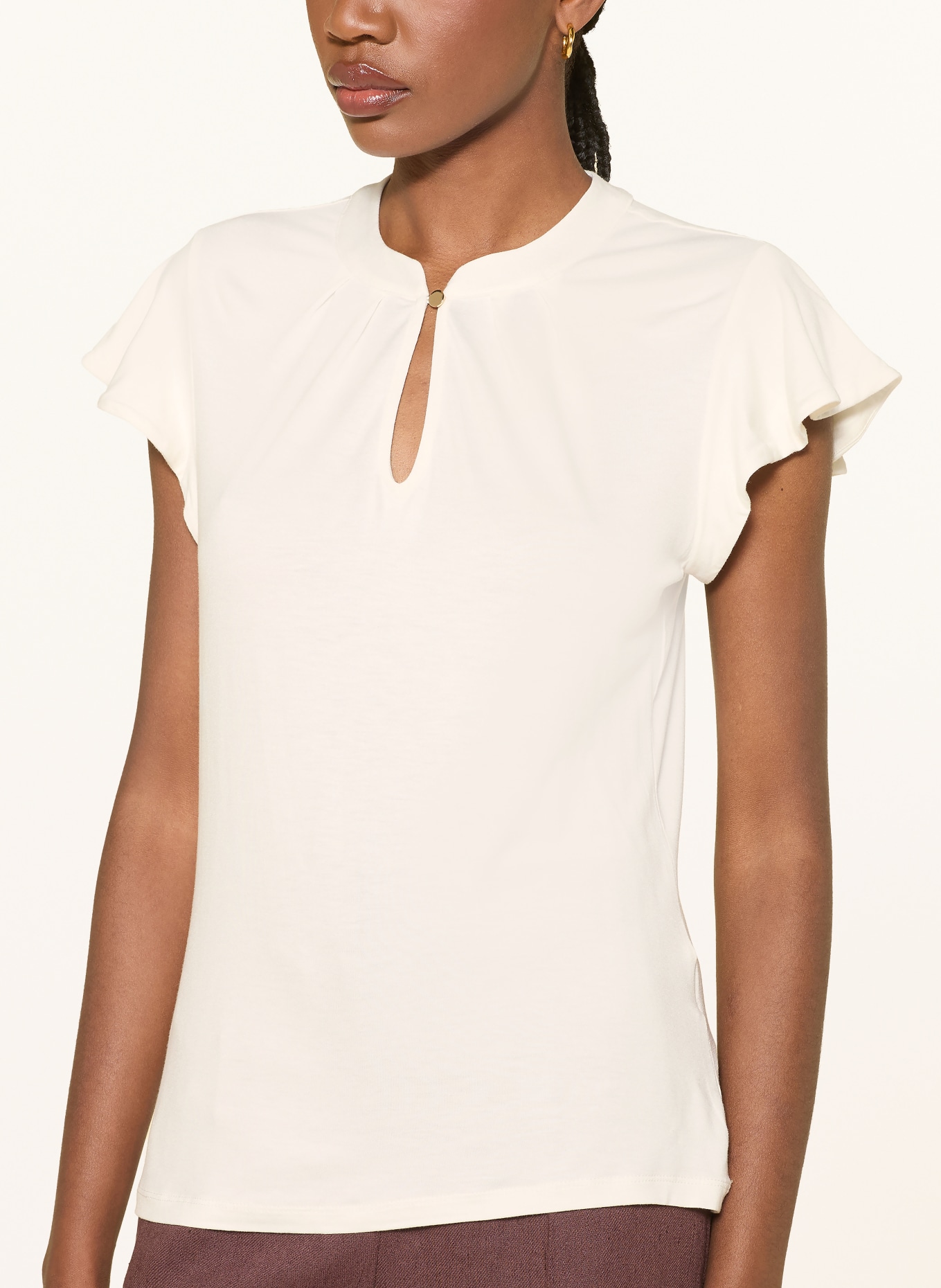 HOBBS Fialová košilová blůza z džerzeje s volánky: REŽNÁ