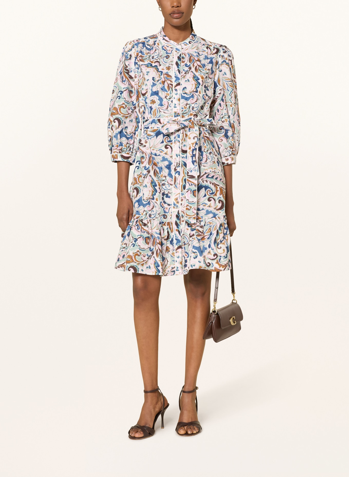 HOBBS Jurk HOPE met 3/4-mouwen: CRÈME / ROSÉ / MINT