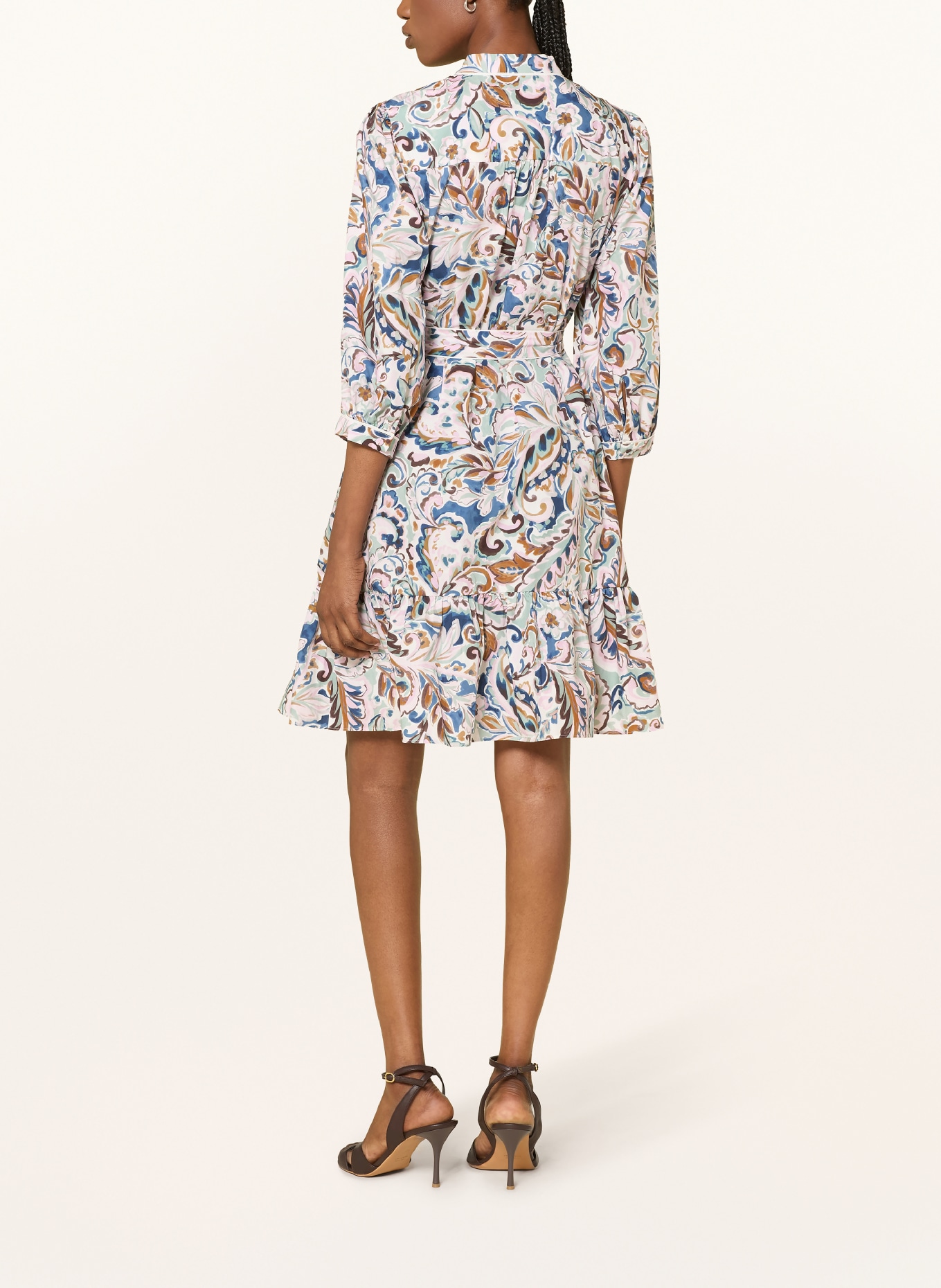 HOBBS Jurk HOPE met 3/4-mouwen: CRÈME / ROSÉ / MINT