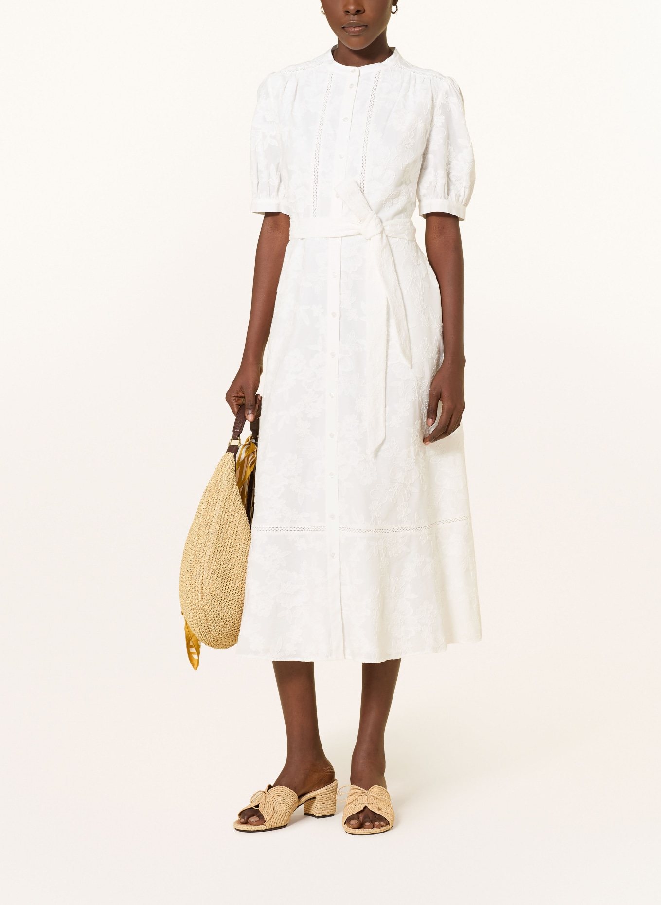 HOBBS AMANI Dress with Lace: WHITE