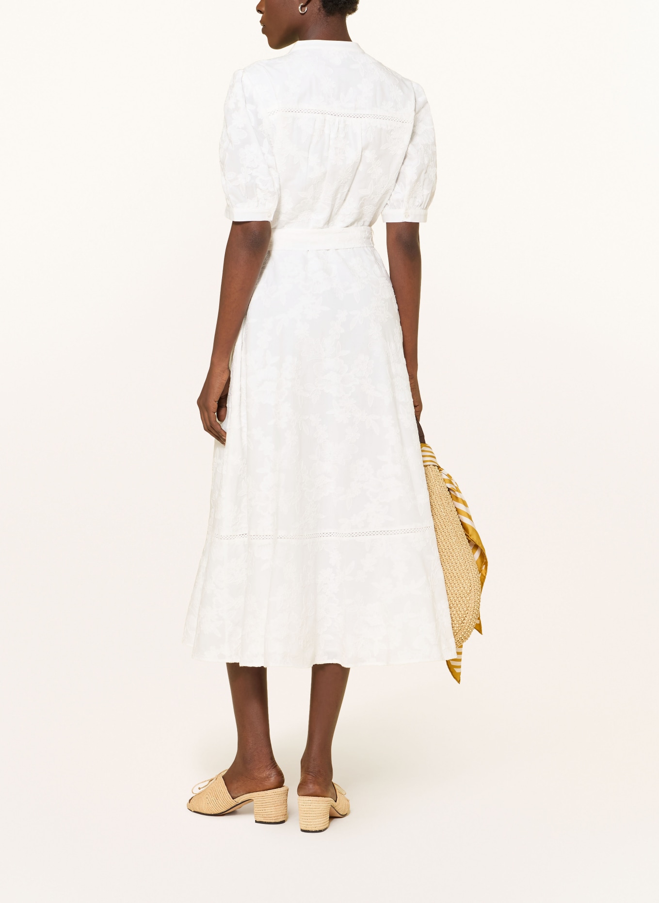 HOBBS AMANI Dress with Lace: WHITE