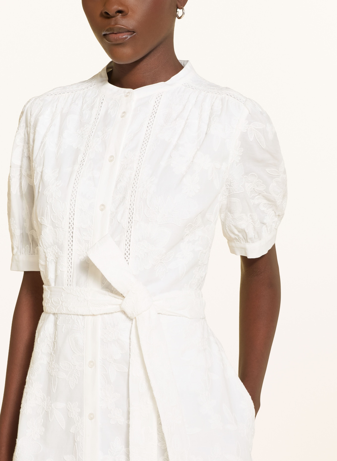 HOBBS AMANI Dress with Lace: WHITE