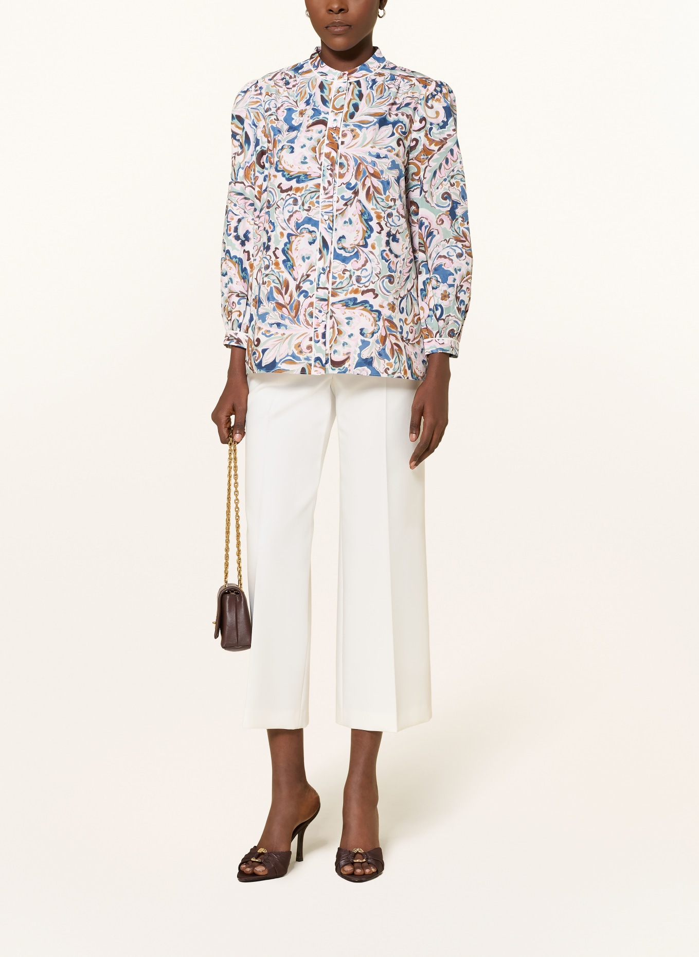 HOBBS Bluse SORAYA: ECRU / COGNAC / BLAU