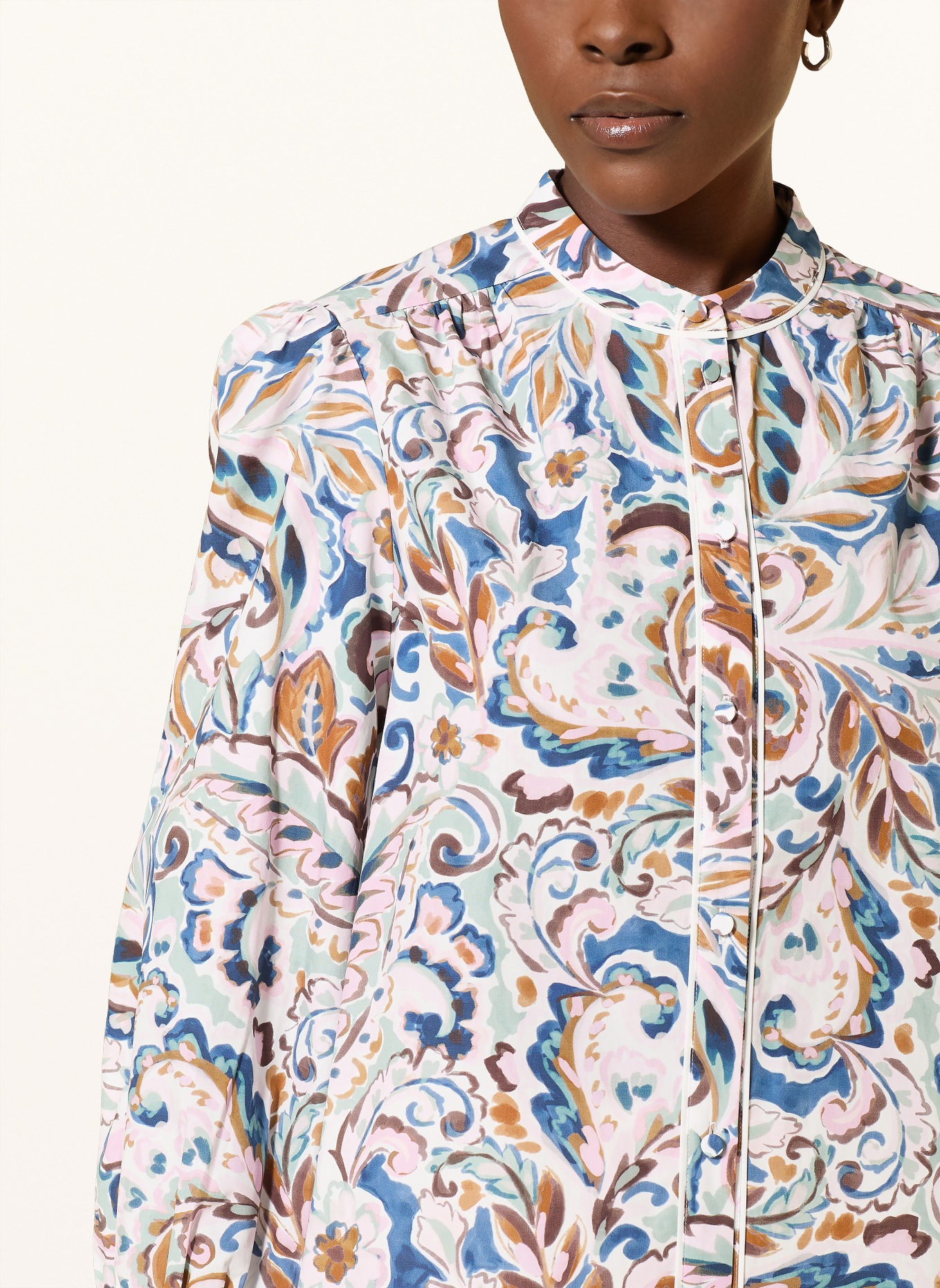 HOBBS Bluse SORAYA: ECRU / COGNAC / BLAU