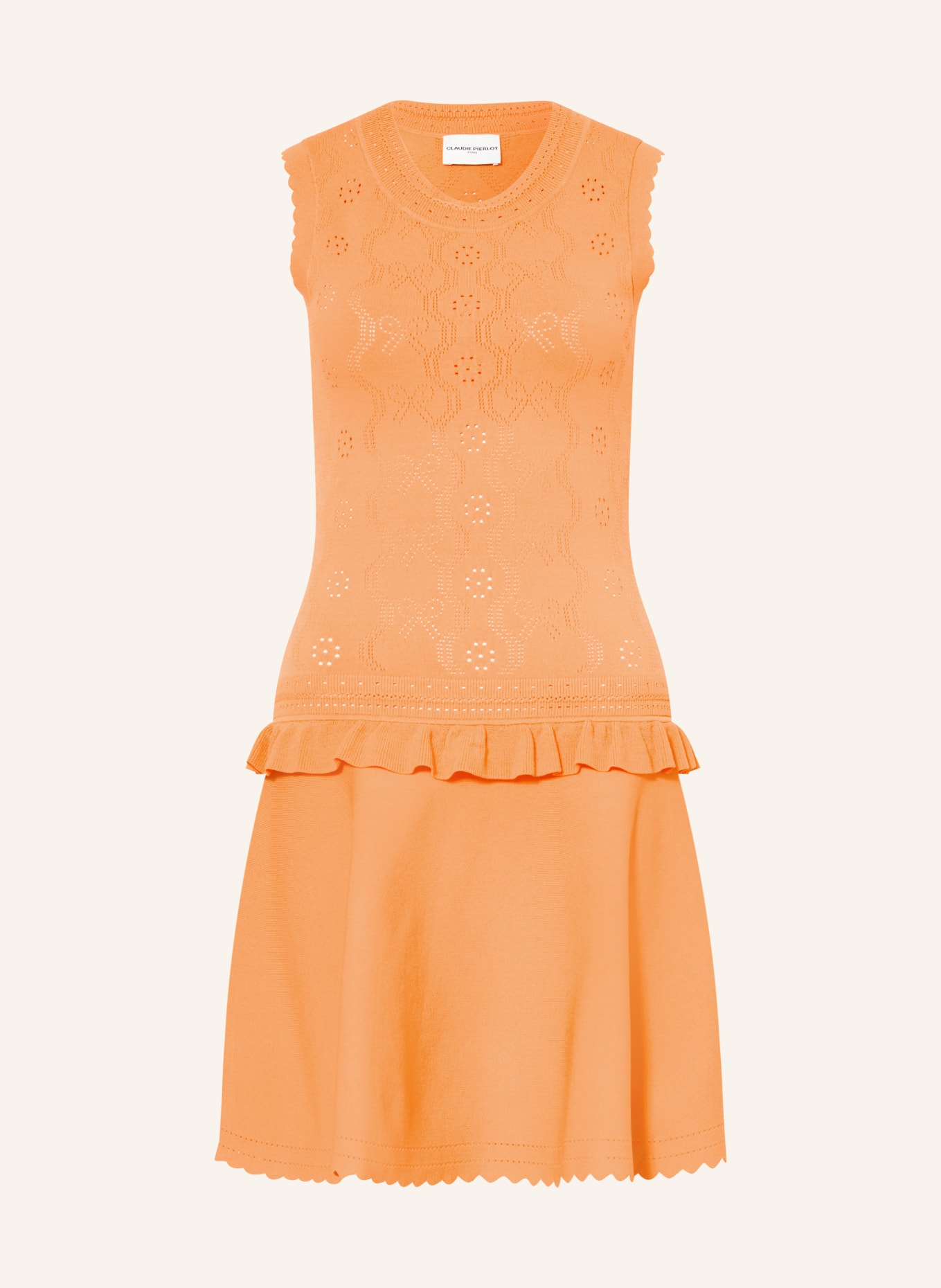CLAUDIE PIERLOT Sukienka z dzianiny z falbanami: POMARAŃCZOWY