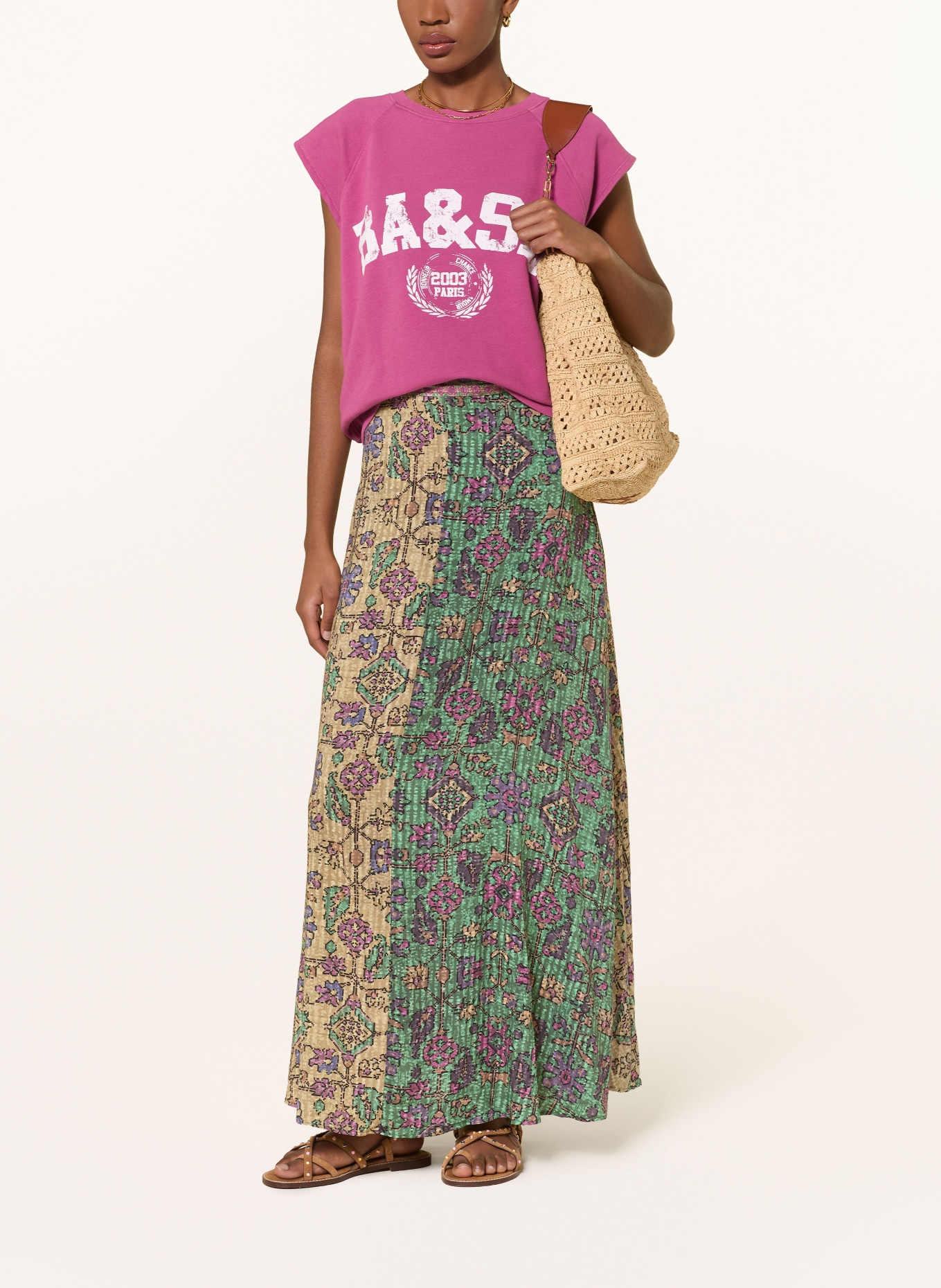 ba&sh Sukně PARIO: VELBLOUDÍ / FIALOVÁ / ZELENÁ