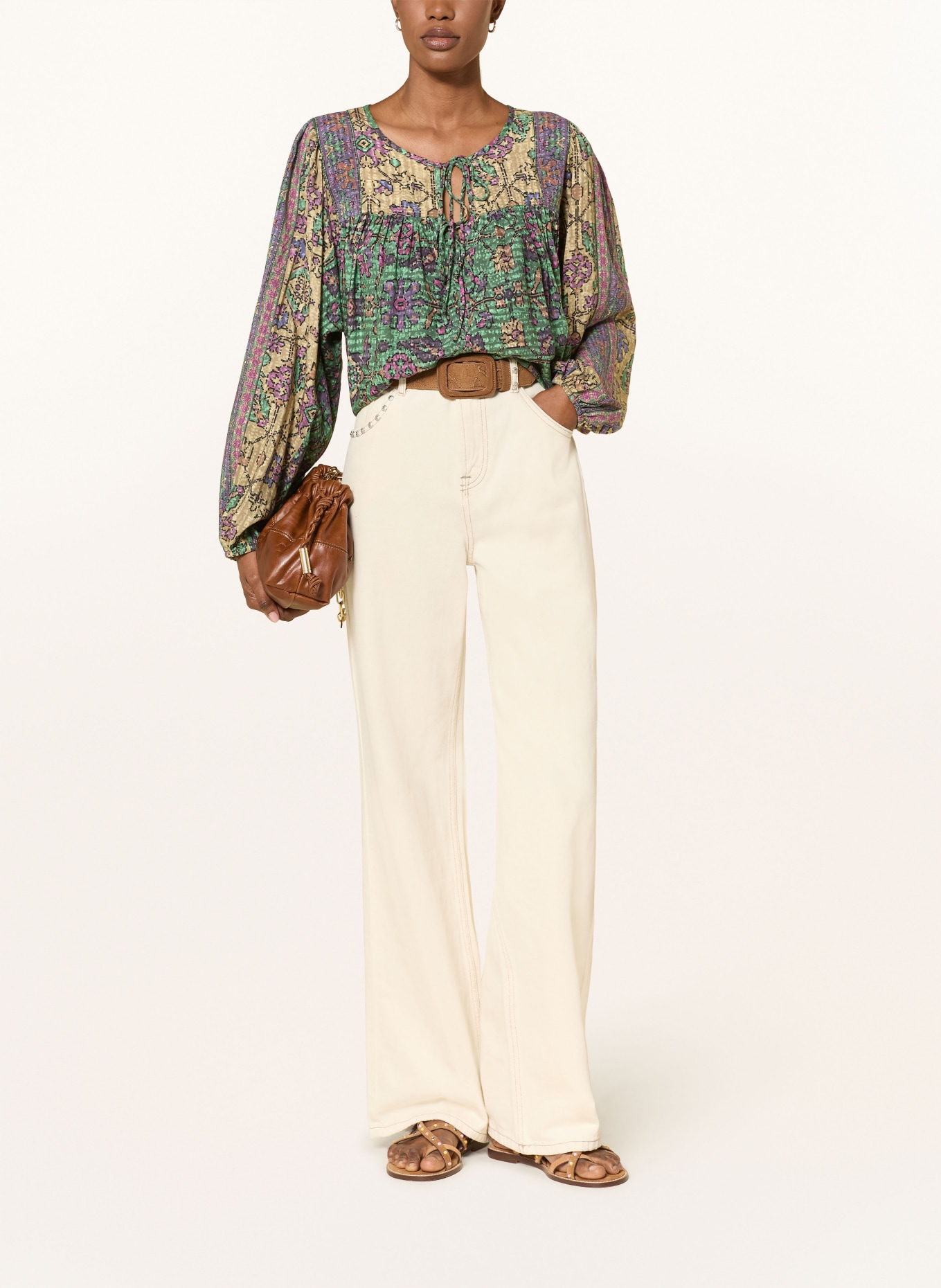 ba&sh Blusenshirt PAMILA: GRÜN / BEIGE / LILA