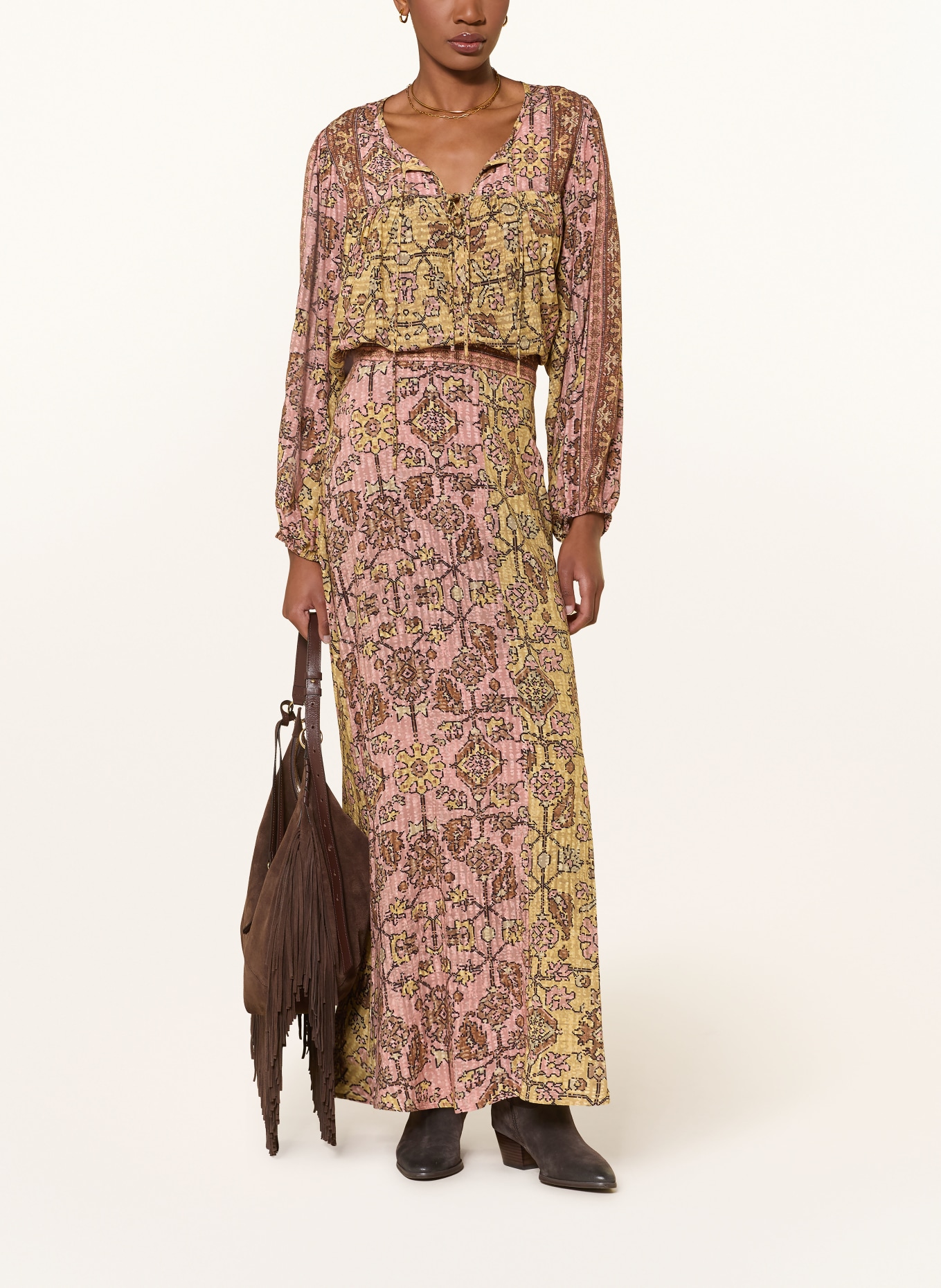 ba&sh Blusenshirt PAMILA: GELB / BRAUN / ROSA