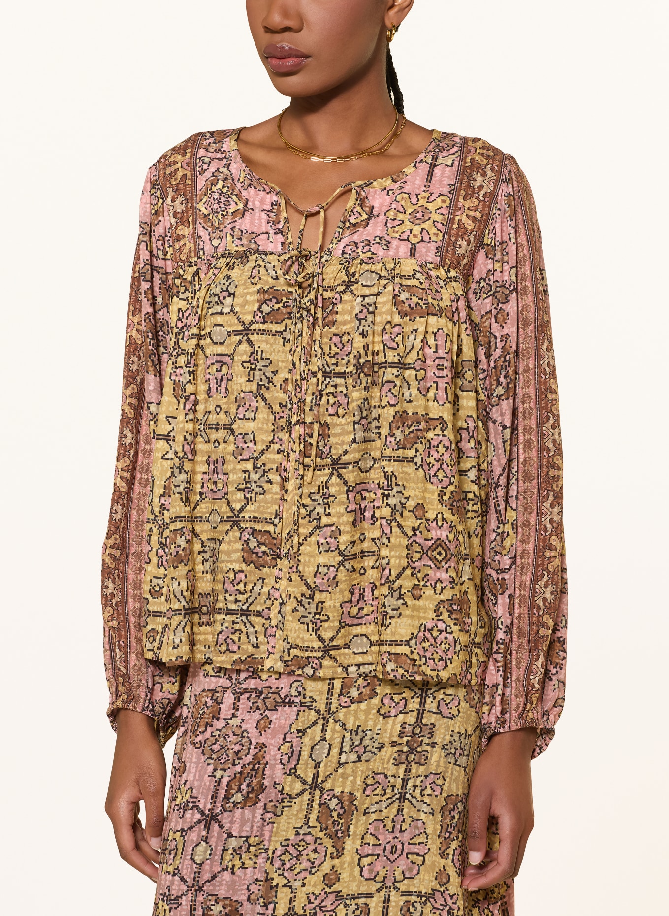 ba&sh Blusenshirt PAMILA: GELB / BRAUN / ROSA