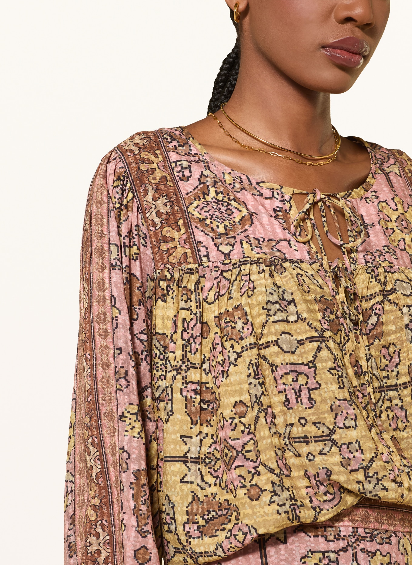 ba&sh Blusenshirt PAMILA: GELB / BRAUN / ROSA