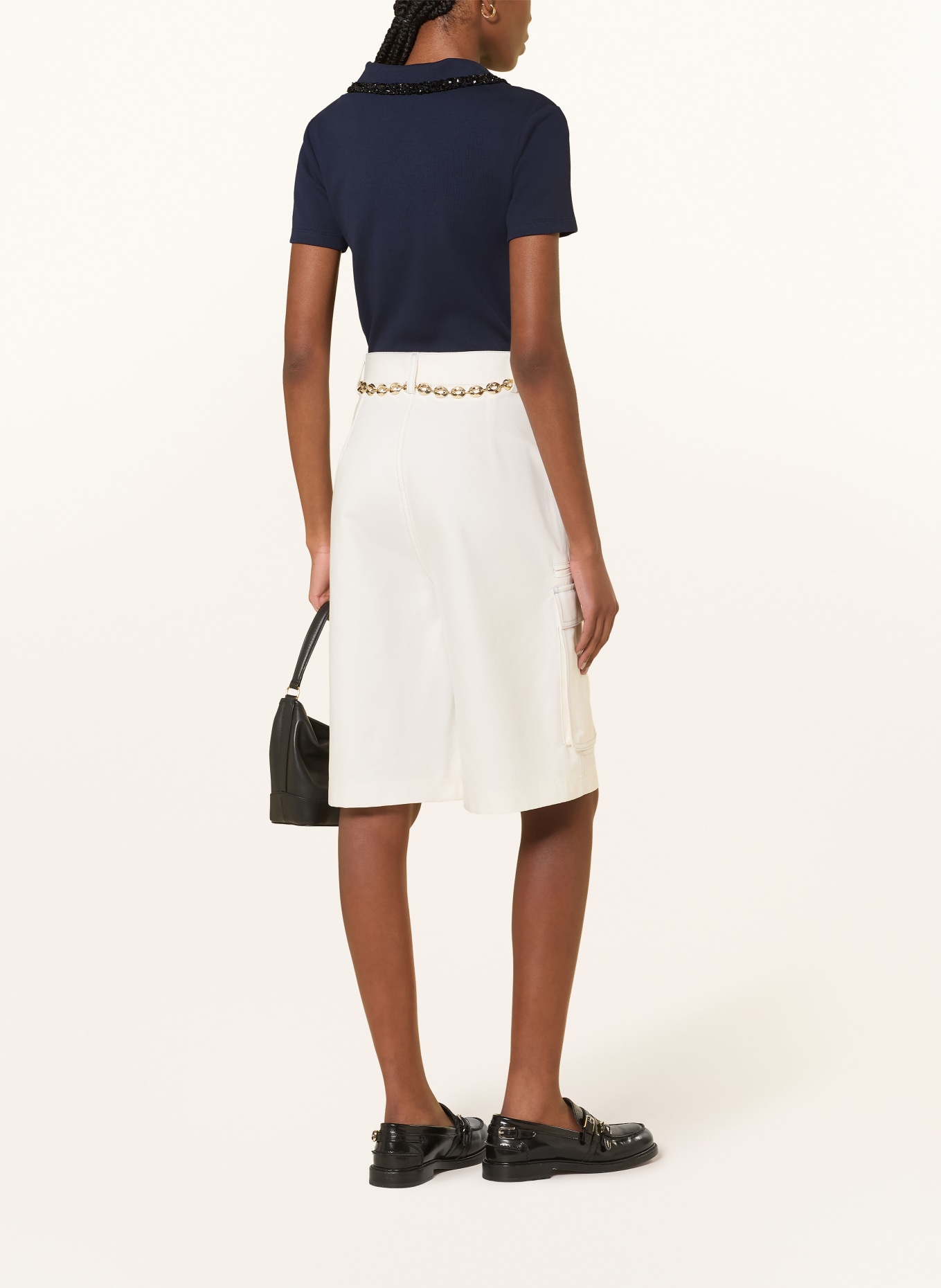 SANDRO Koszulka polo z dżerseju z kamieniami ozdobnymi: GRANATOWY / CZARNY