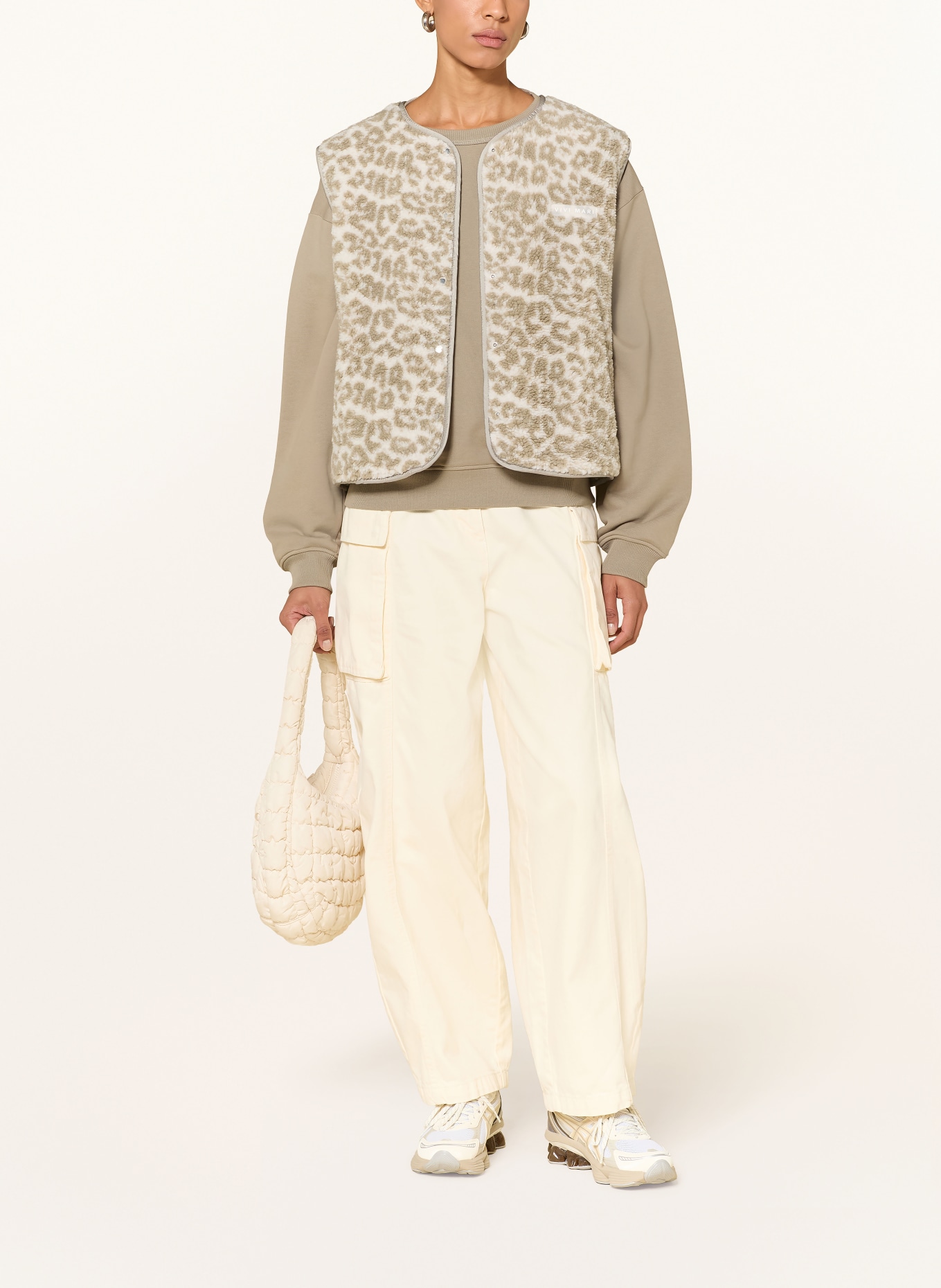 VIVI MARI Teddy fur vest: CREAM / KHAKI