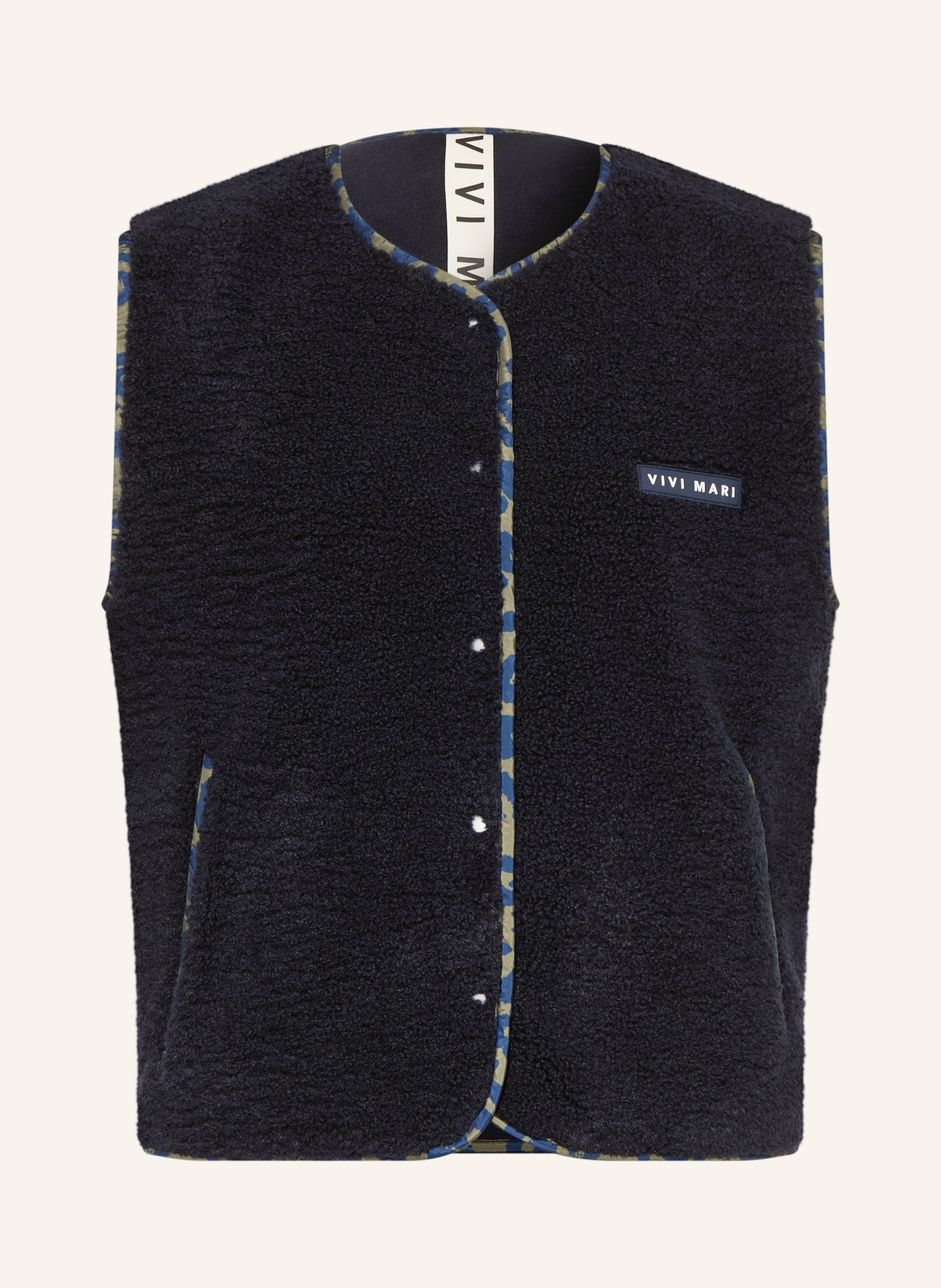 VIVI MARI Teddy fur vest: DARK BLUE