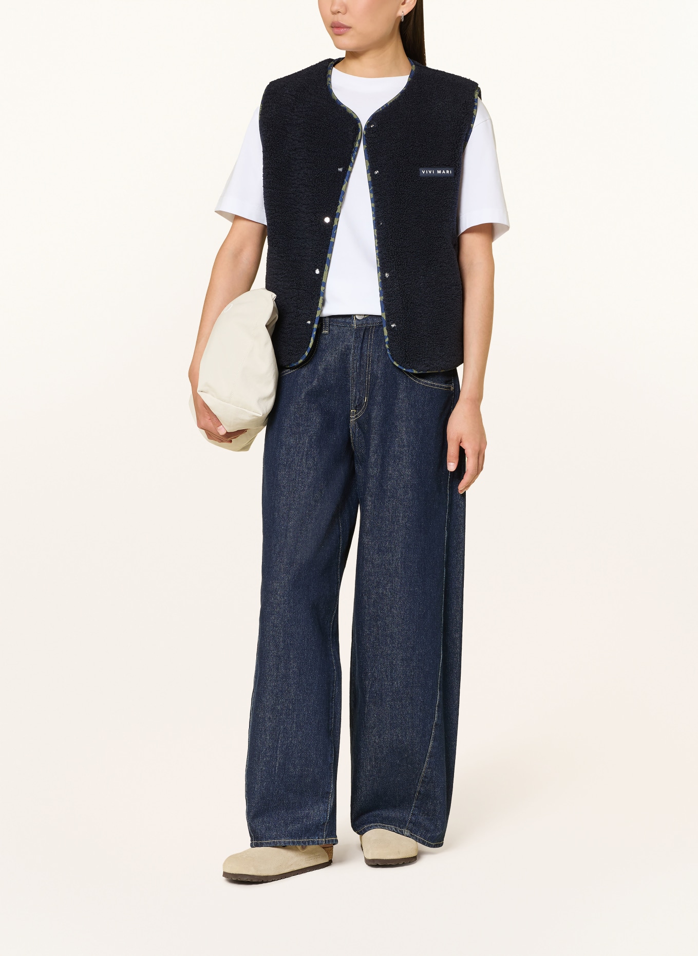 VIVI MARI Teddy fur vest: DARK BLUE