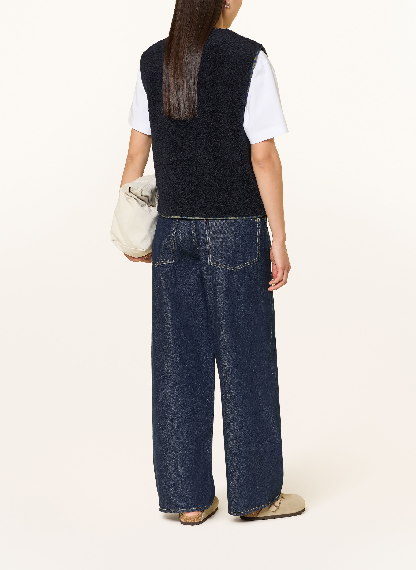 VIVI MARI Teddy fur vest: DARK BLUE