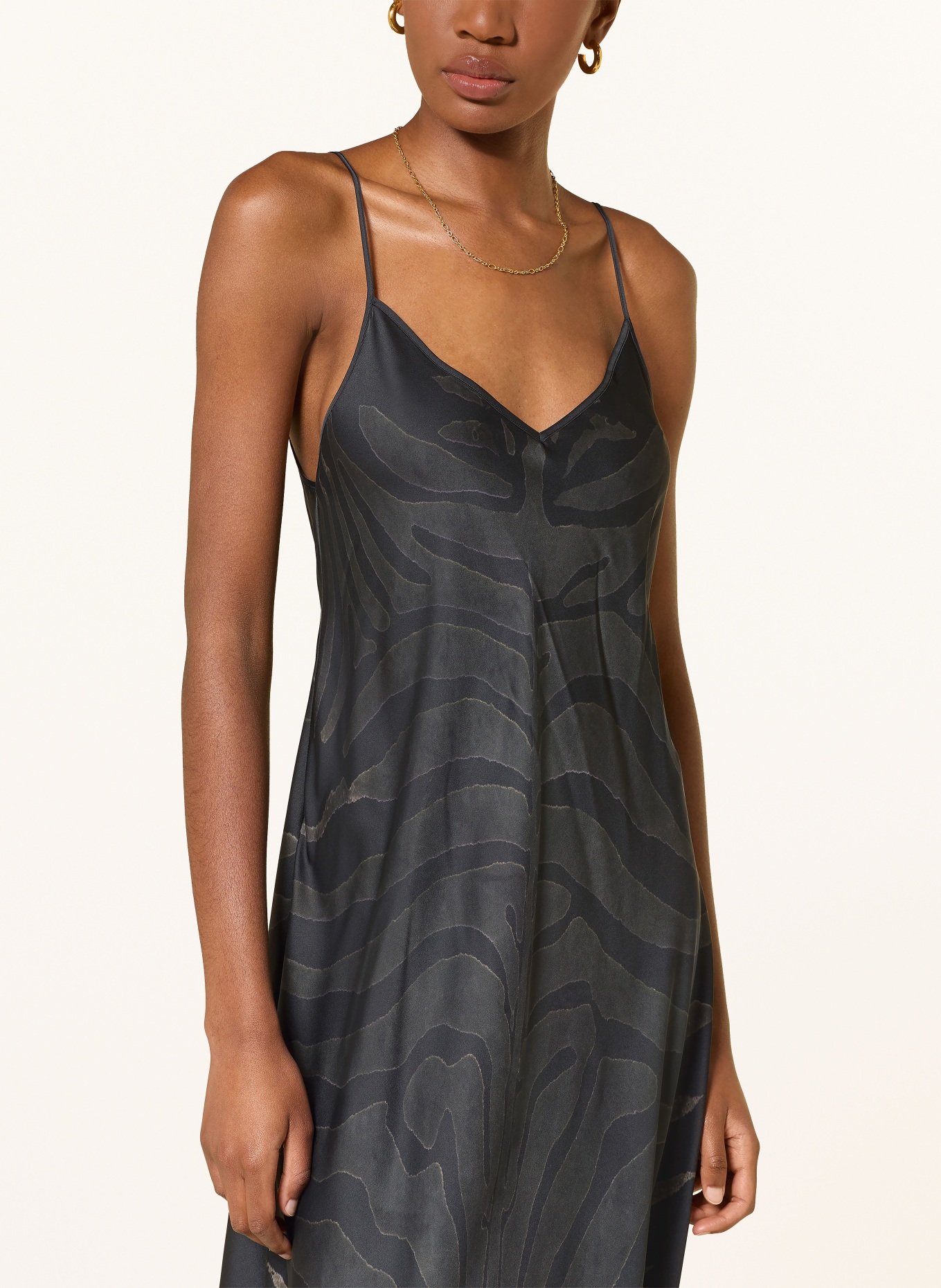 ALLSAINTS Kleid LEONA: SCHWARZ / KHAKI