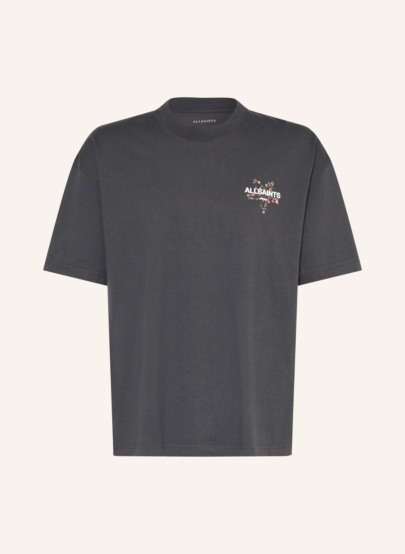 ALLSAINTS PENTACLE T-shirt: DARK GRAY / PINK / WHITE