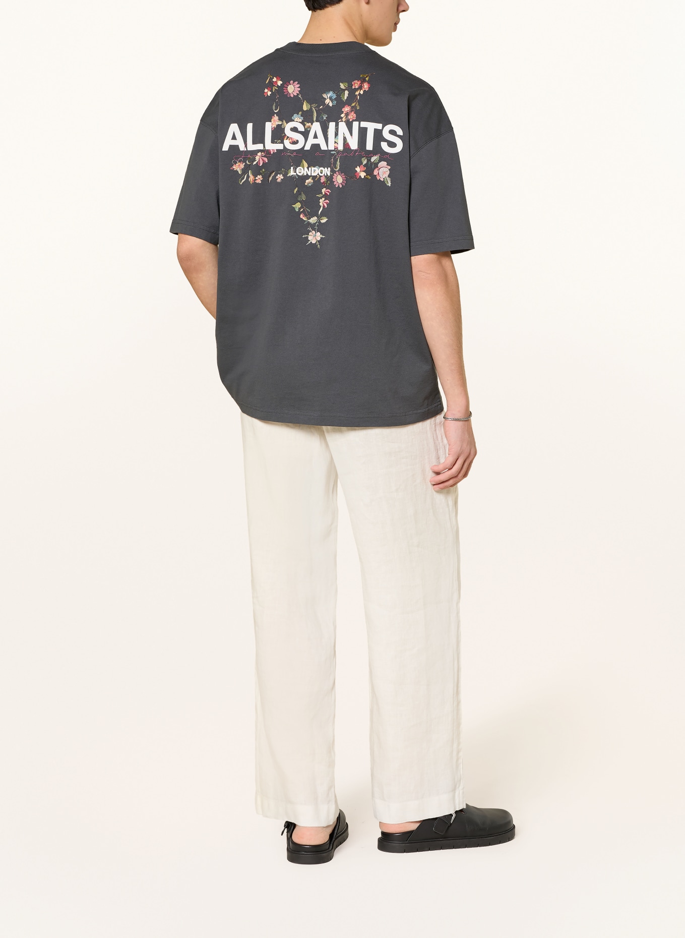 ALLSAINTS PENTACLE T-shirt: DARK GRAY / PINK / WHITE