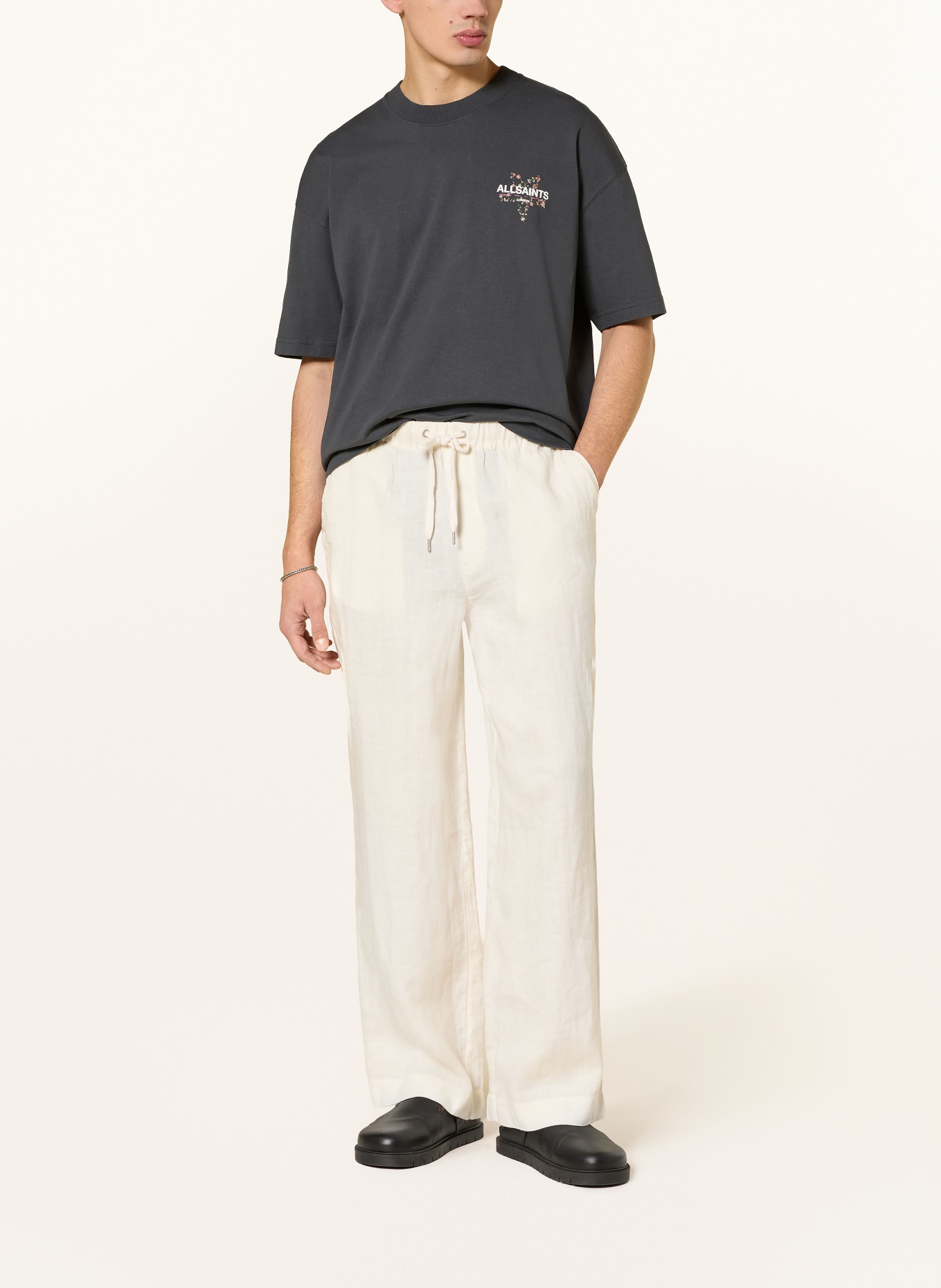 ALLSAINTS PENTACLE T-shirt: DARK GRAY / PINK / WHITE