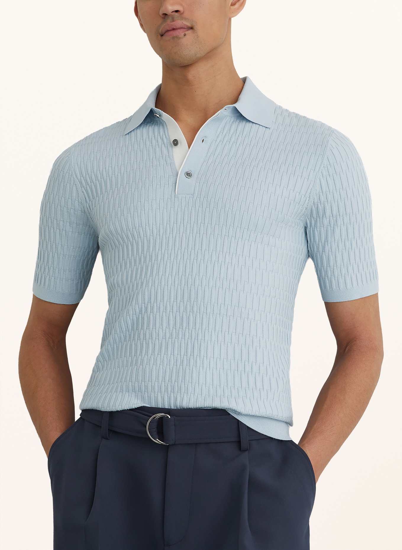 REISS Strick-Poloshirt ERA: HELLBLAU
