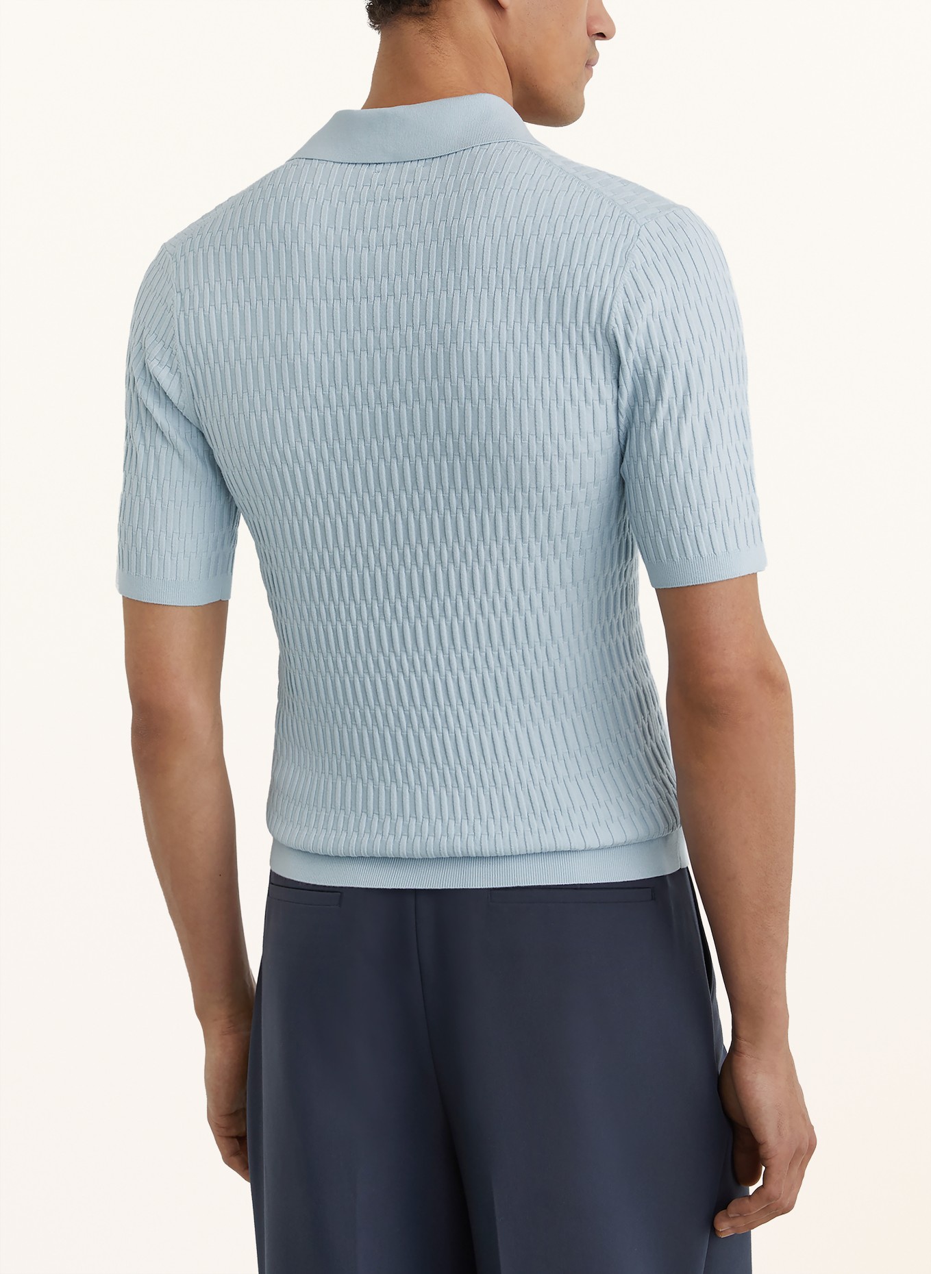 REISS Strick-Poloshirt ERA: HELLBLAU