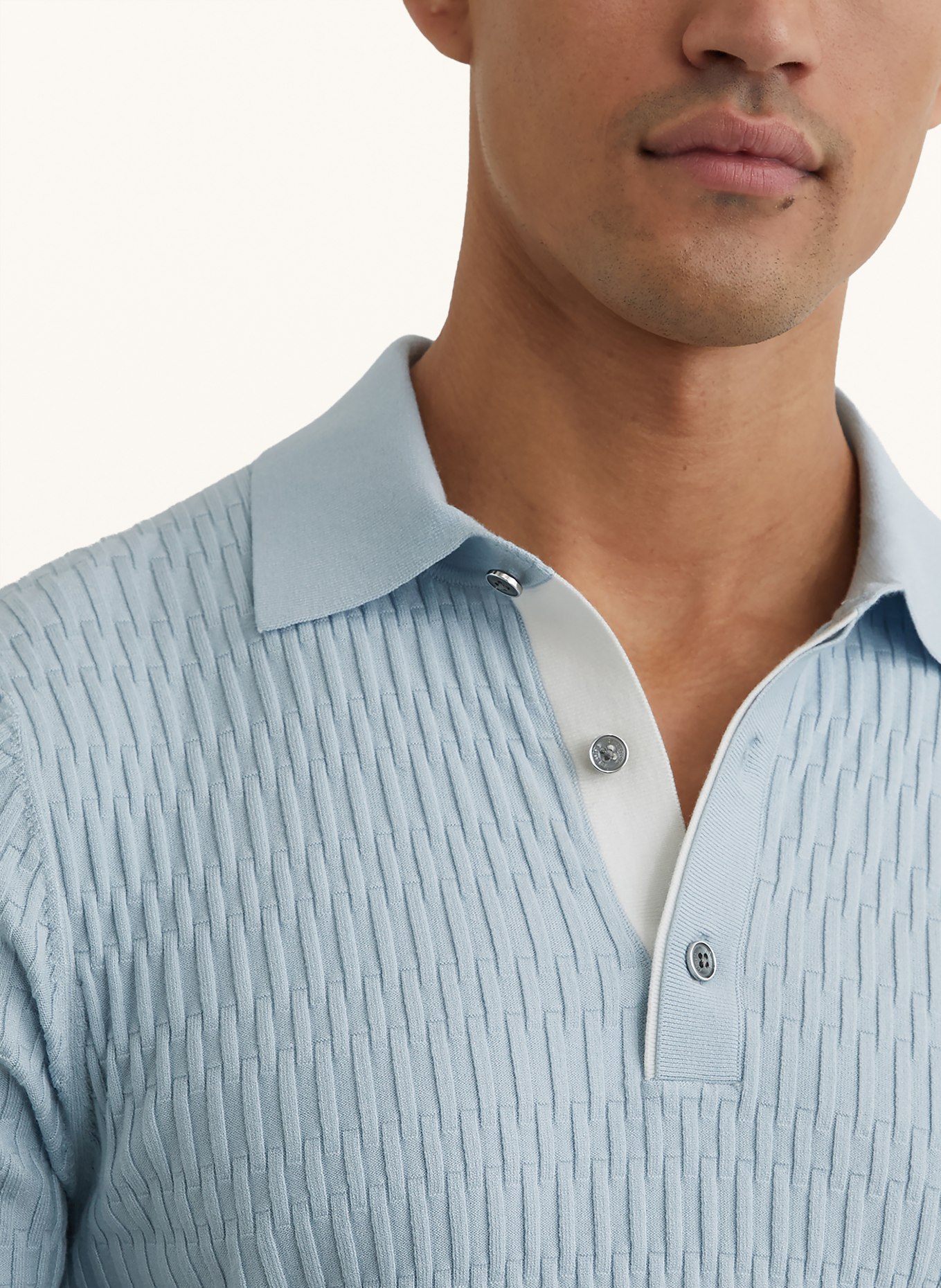 REISS Strick-Poloshirt ERA: HELLBLAU