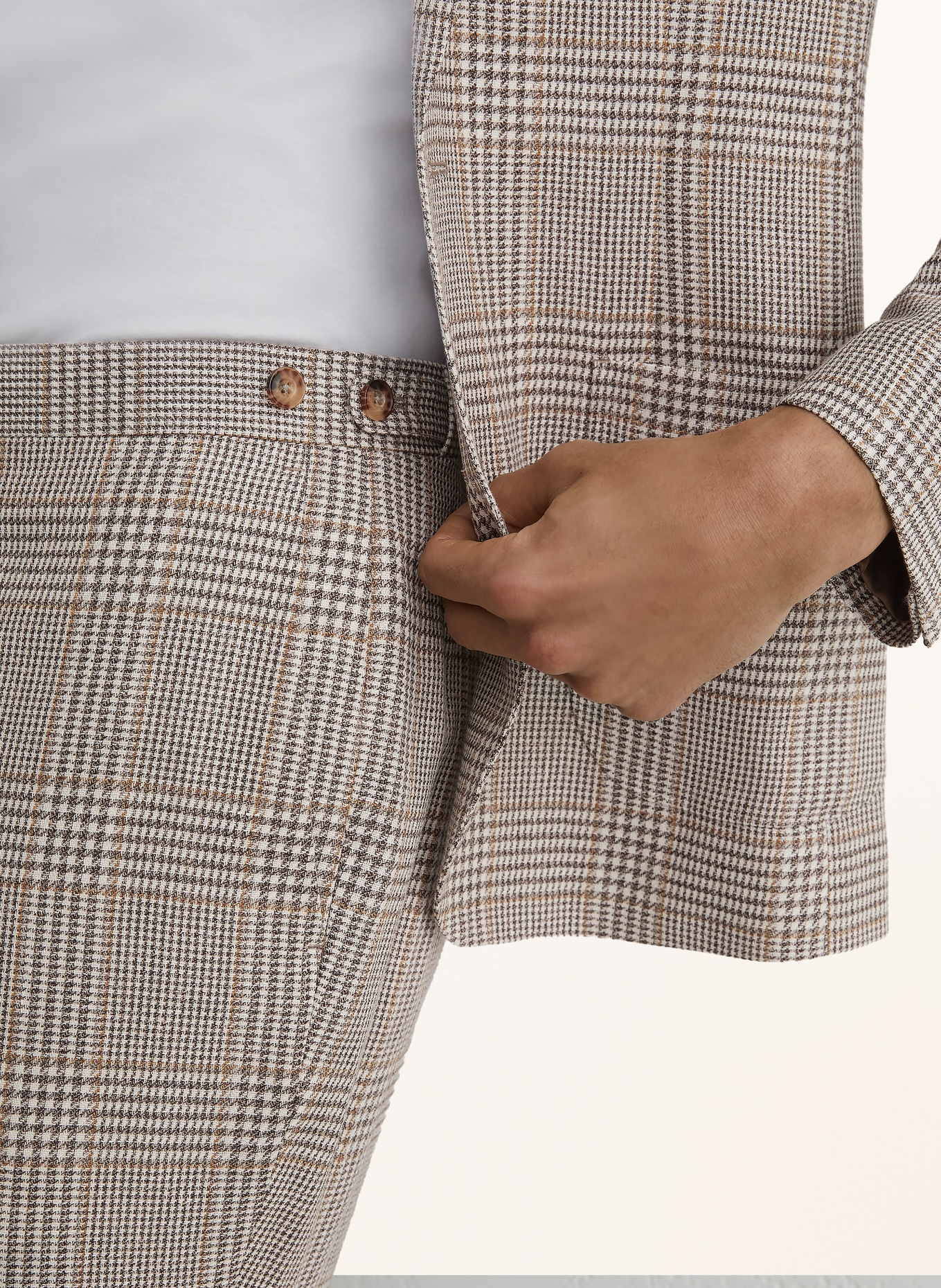 REISS Hose EPSOM Slim Fit mit Leinen: TAUPE / WEISS / SCHWARZ