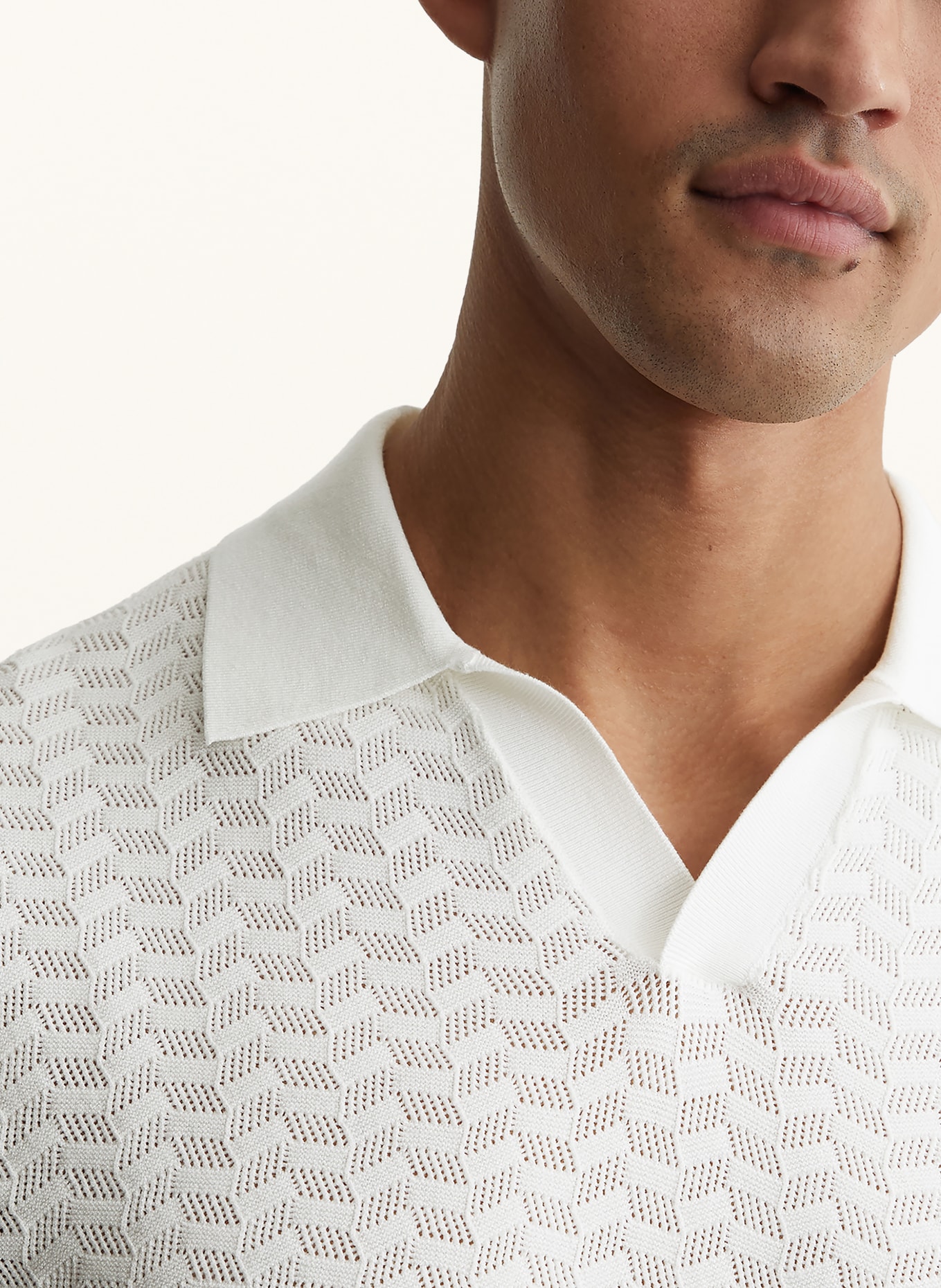 REISS Polo en maille SOL: BLANC