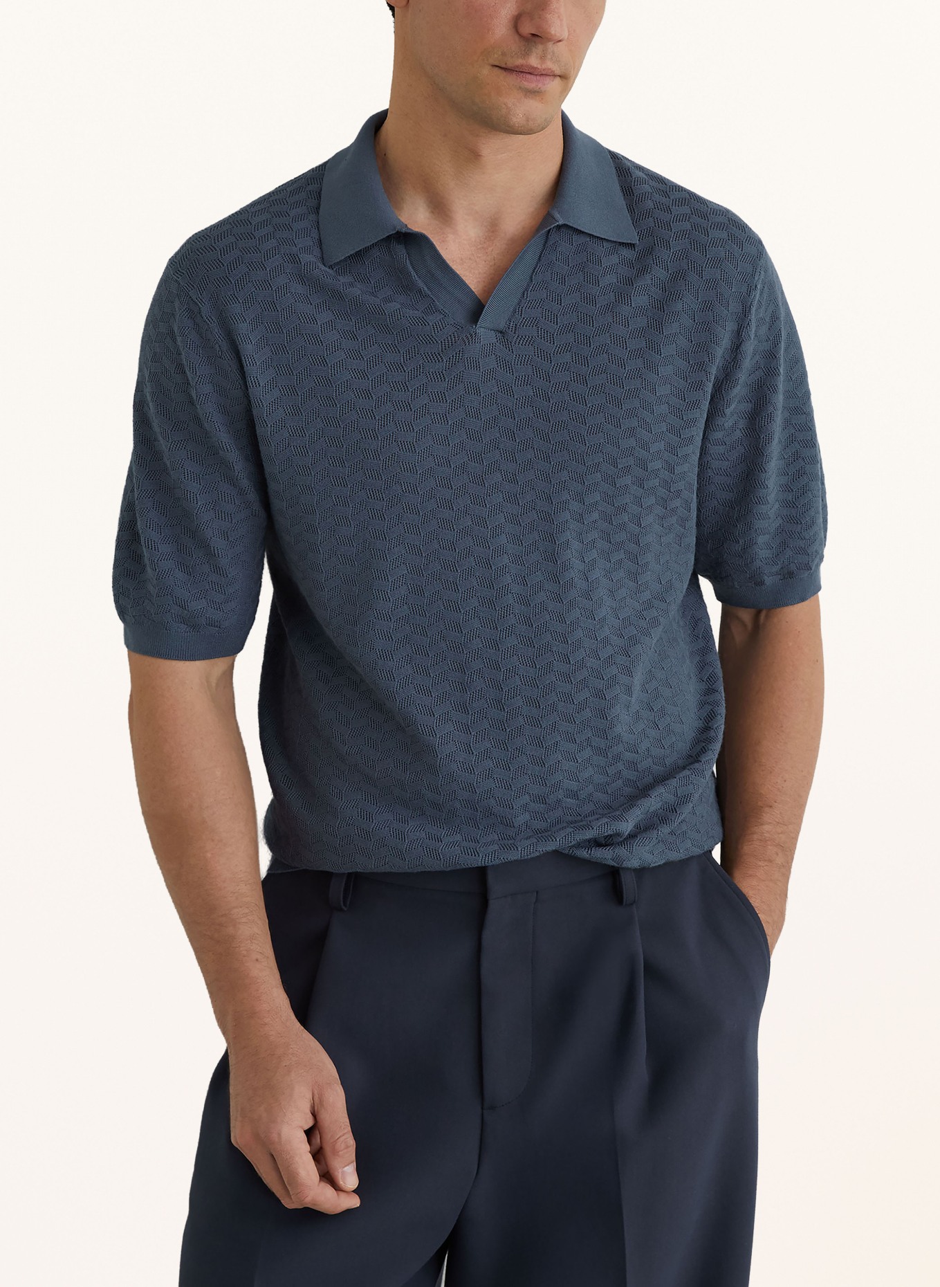 REISS Strick-Poloshirt SOL: BLAU