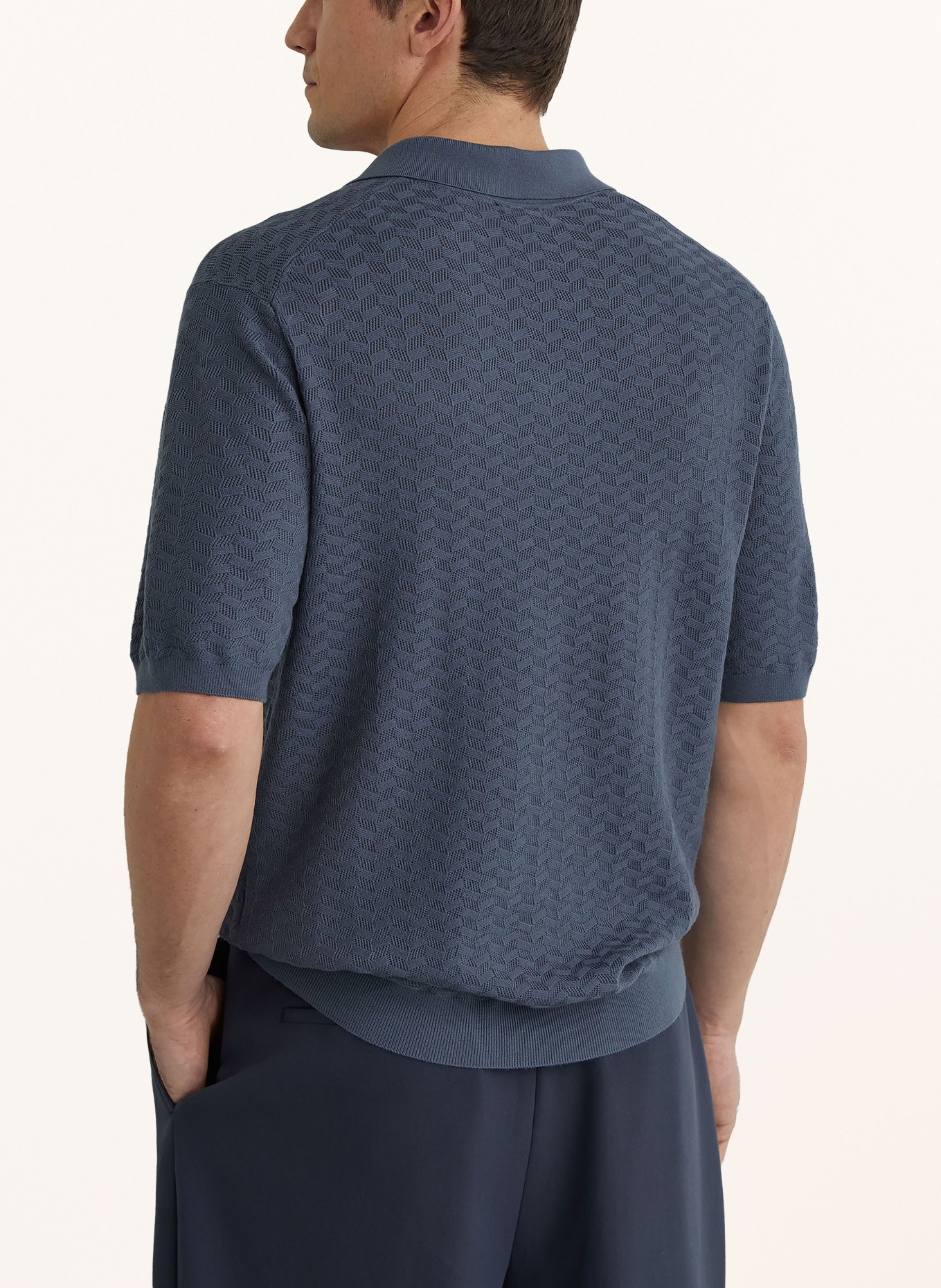 REISS Strick-Poloshirt SOL: BLAU