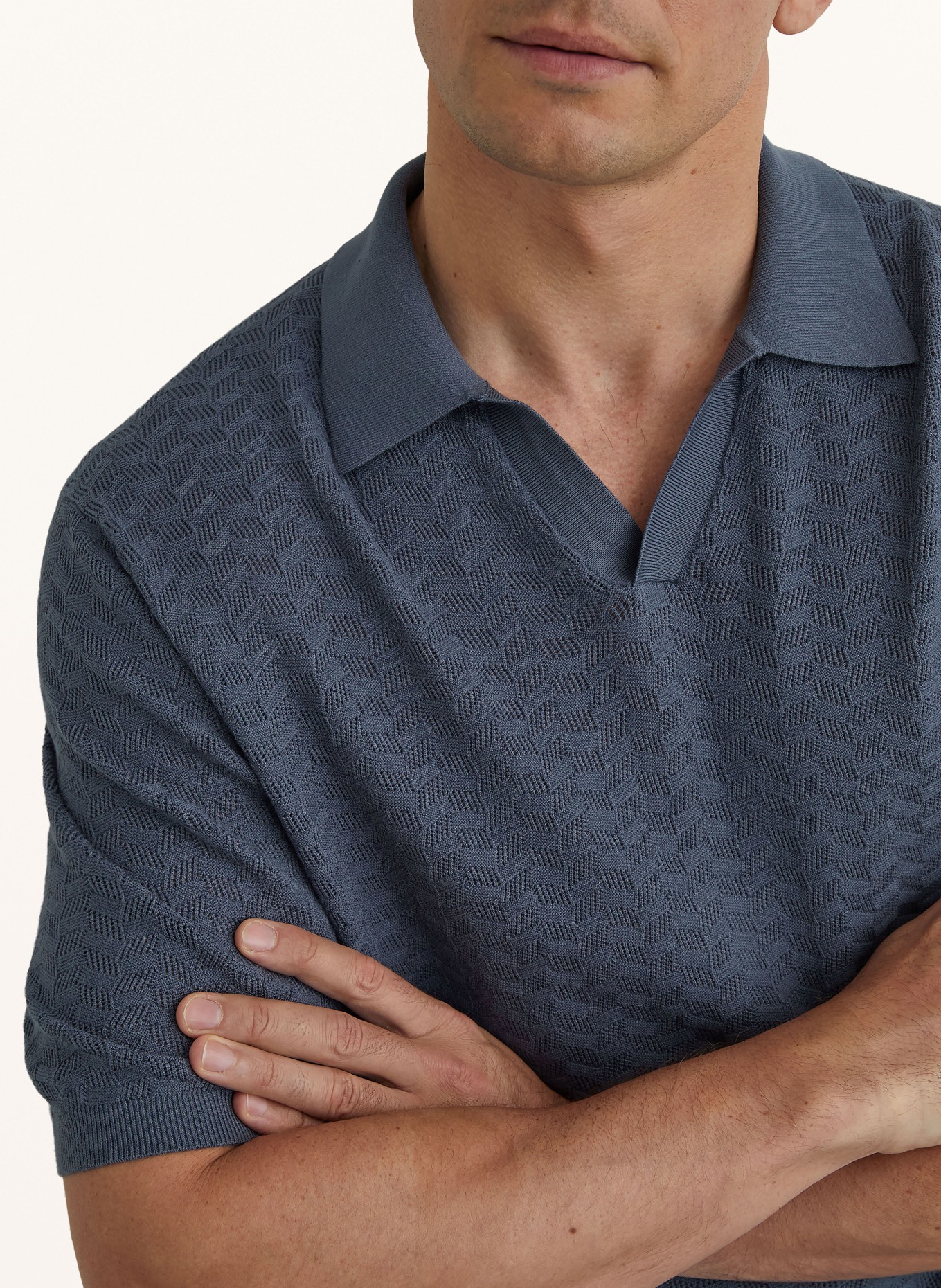 REISS Strick-Poloshirt SOL: BLAU