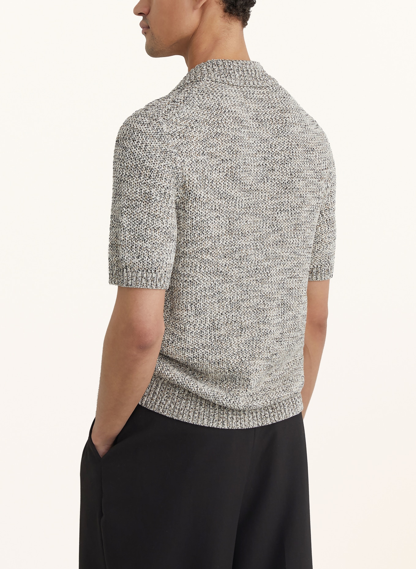 REISS Chemise en maille ADDIS Extra Slim Fit: BEIGE / BLANC / NOIR