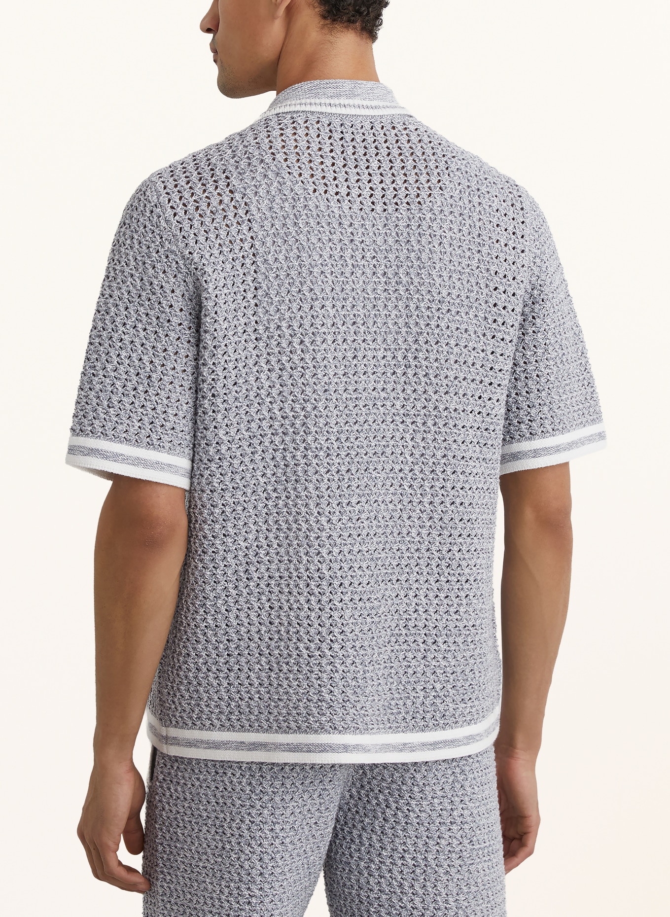 REISS Strickhemd THROUGH Regular Fit: BLAUGRAU / WEISS