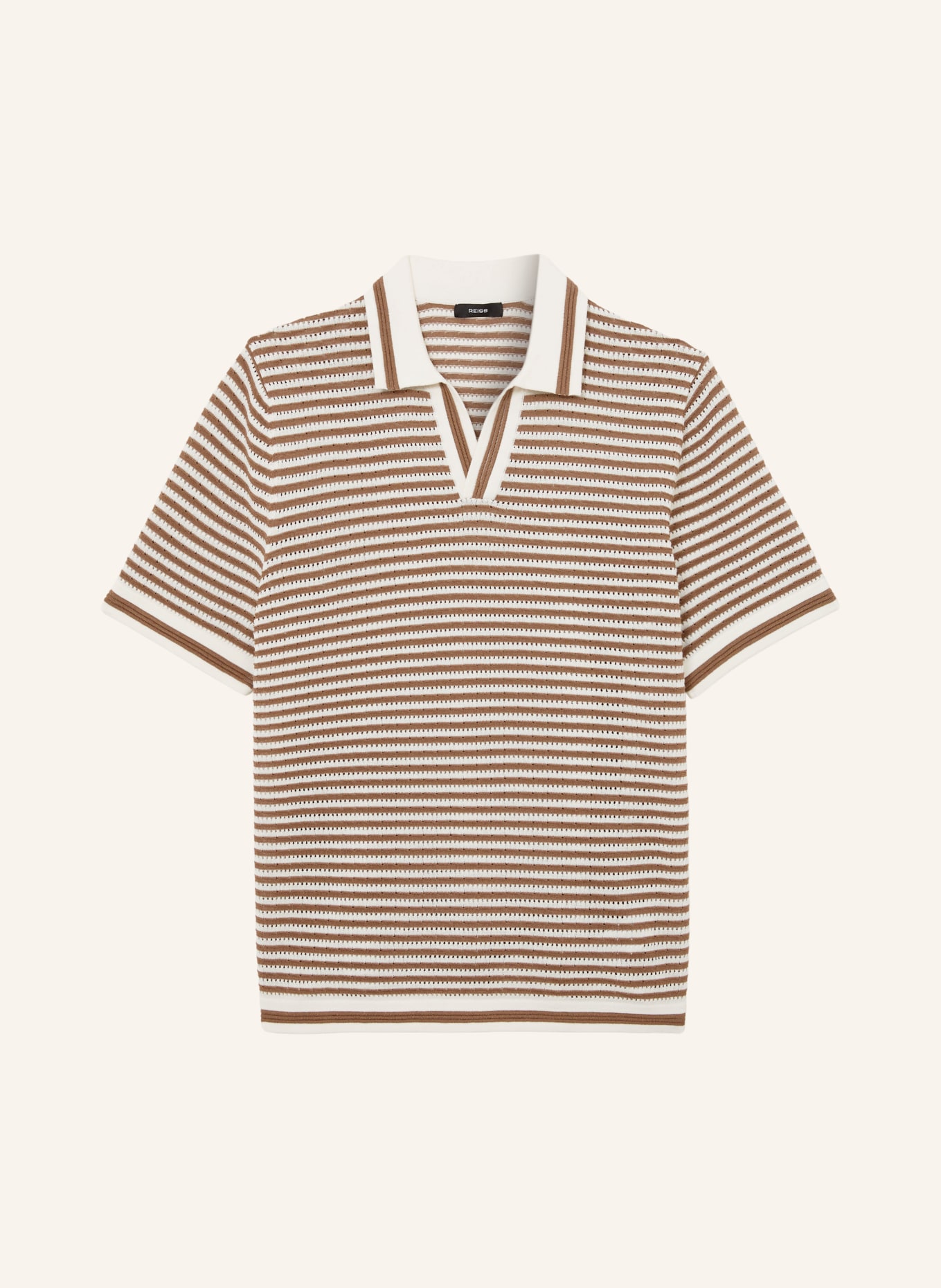 REISS Strick-Poloshirt CARLFORD: BRAUN / WEISS