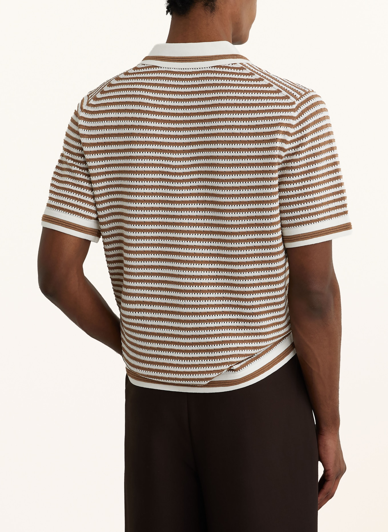 REISS Strick-Poloshirt CARLFORD: BRAUN / WEISS
