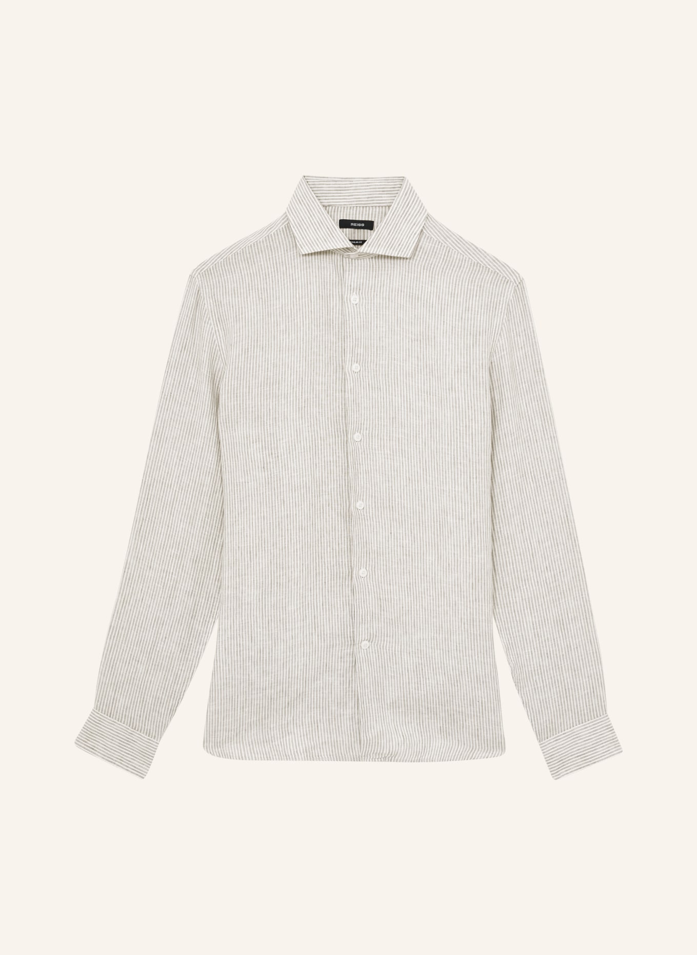 REISS Regular-Fit Linen Shirt: WHITE / OLIVE